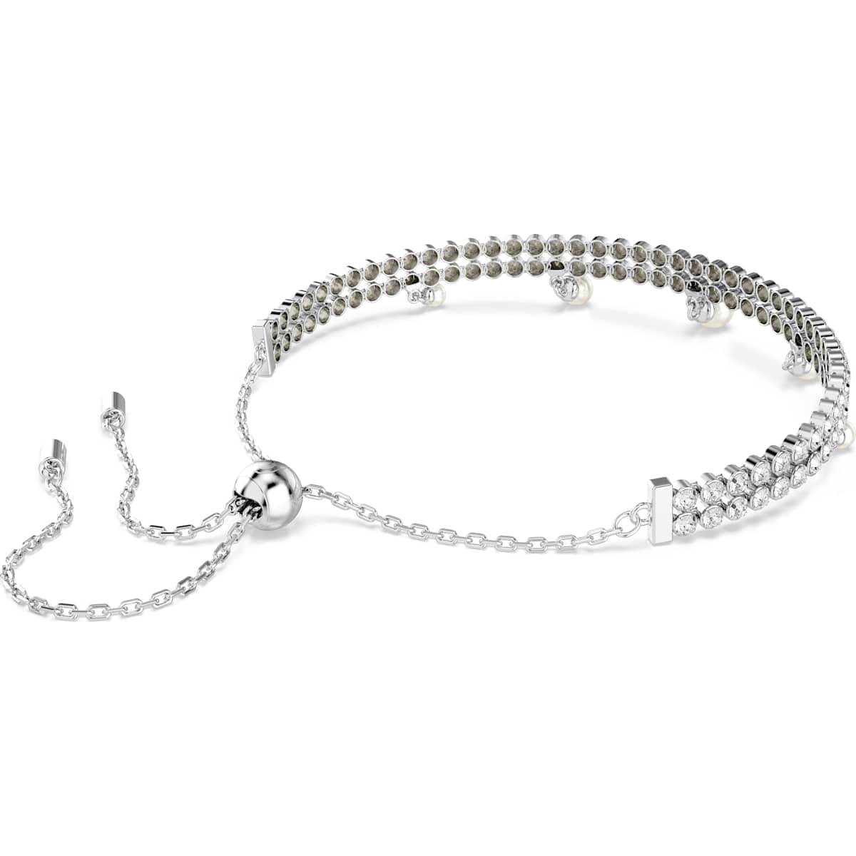 Ariana Grande x Swarovski bracelet Crystal pearl, Round cut, White, Rhodium plated - Image 5
