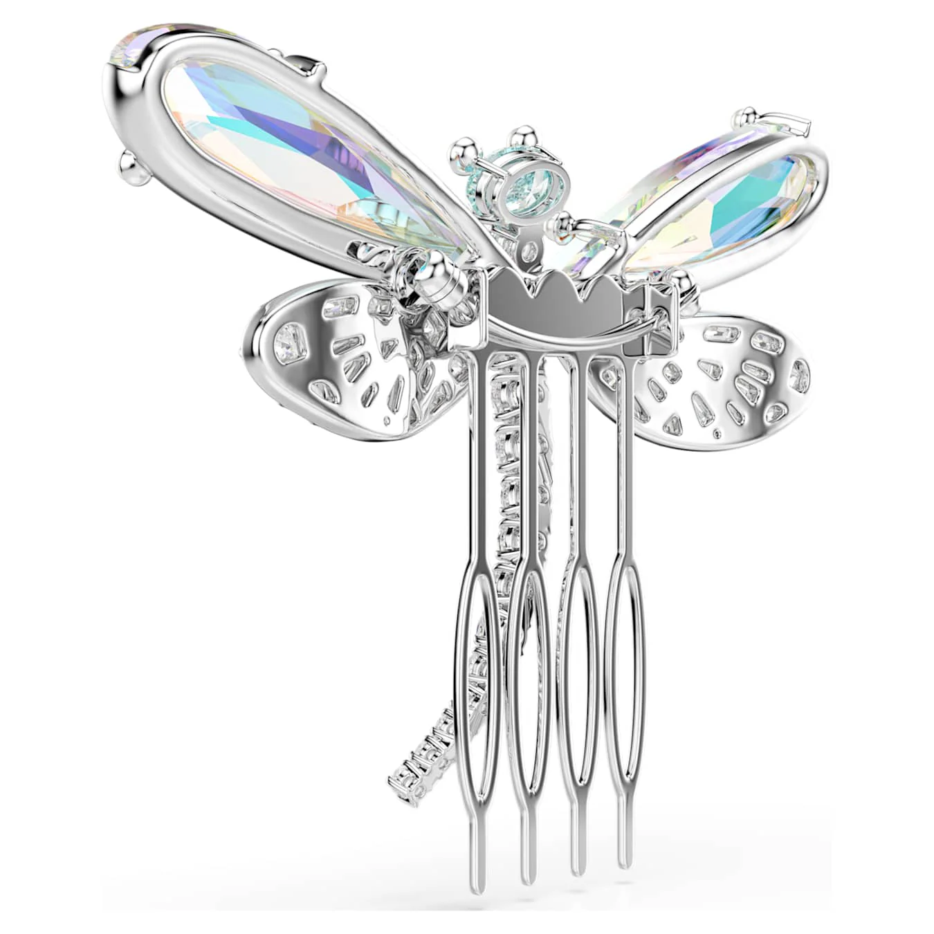 Ariana Grande x Swarovski brooch and hair accessory Crystal Pearl, Mixed cuts, Dragonfly, White, Rhodium plated - Image 5