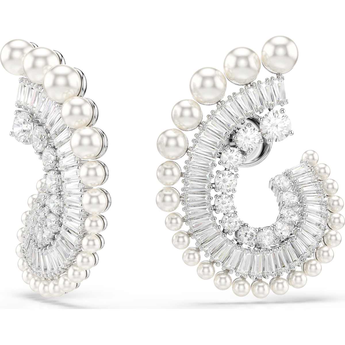 Ariana Grande x Swarovski drop earrings Crystal Pearl, Mixed cuts, White, Rhodium plated - Image 2