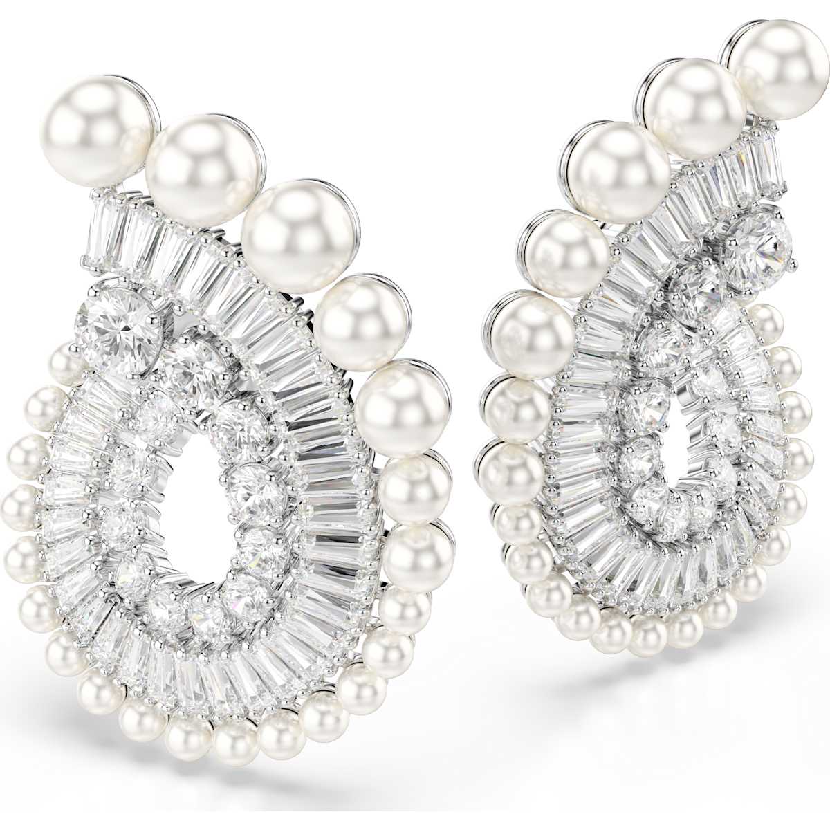 Ariana Grande x Swarovski drop earrings Crystal Pearl, Mixed cuts, White, Rhodium plated - Image 3