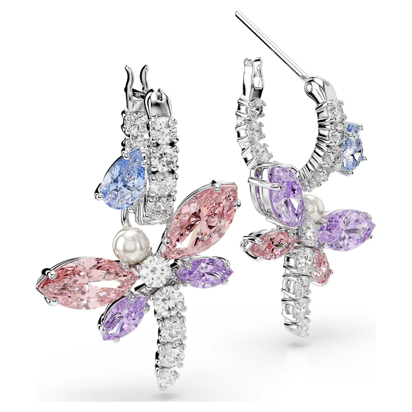Ariana Grande x Swarovski drop earrings Mixed cuts, Dragonfly, Multicolored, Rhodium plated - Image 3