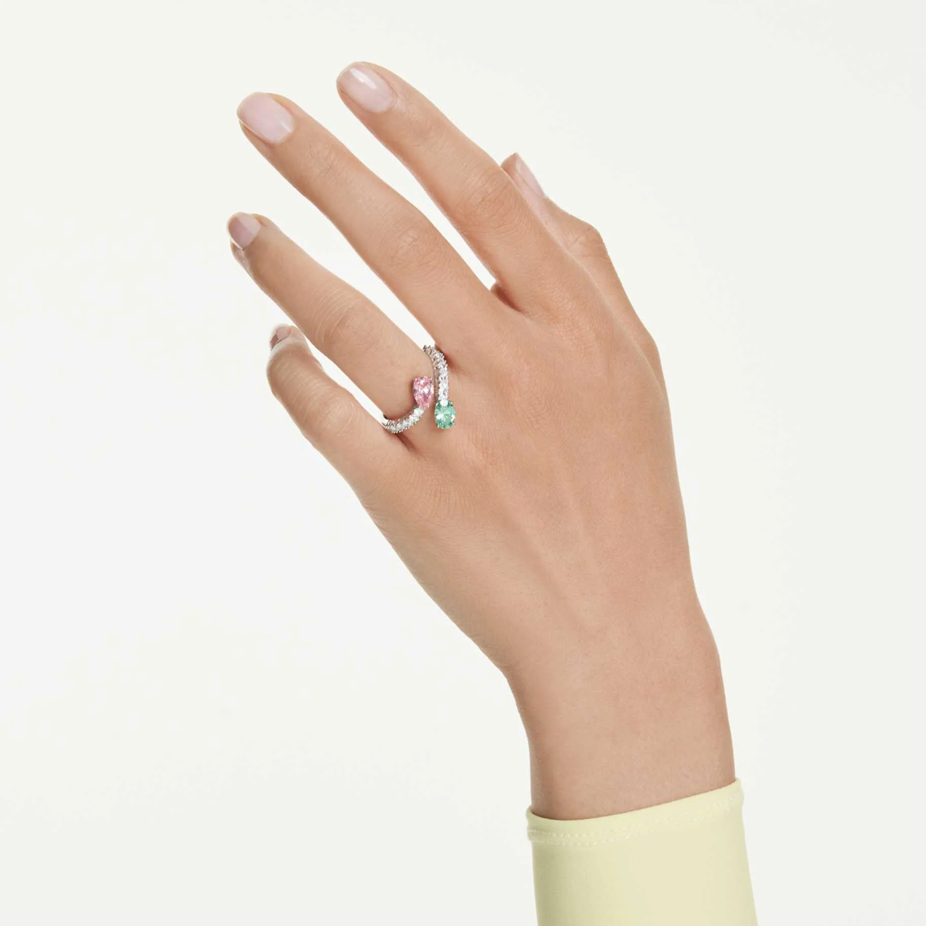 Ariana Grande x Swarovski open ring Mixed cuts, Multicolored, Rhodium plated - Image 5