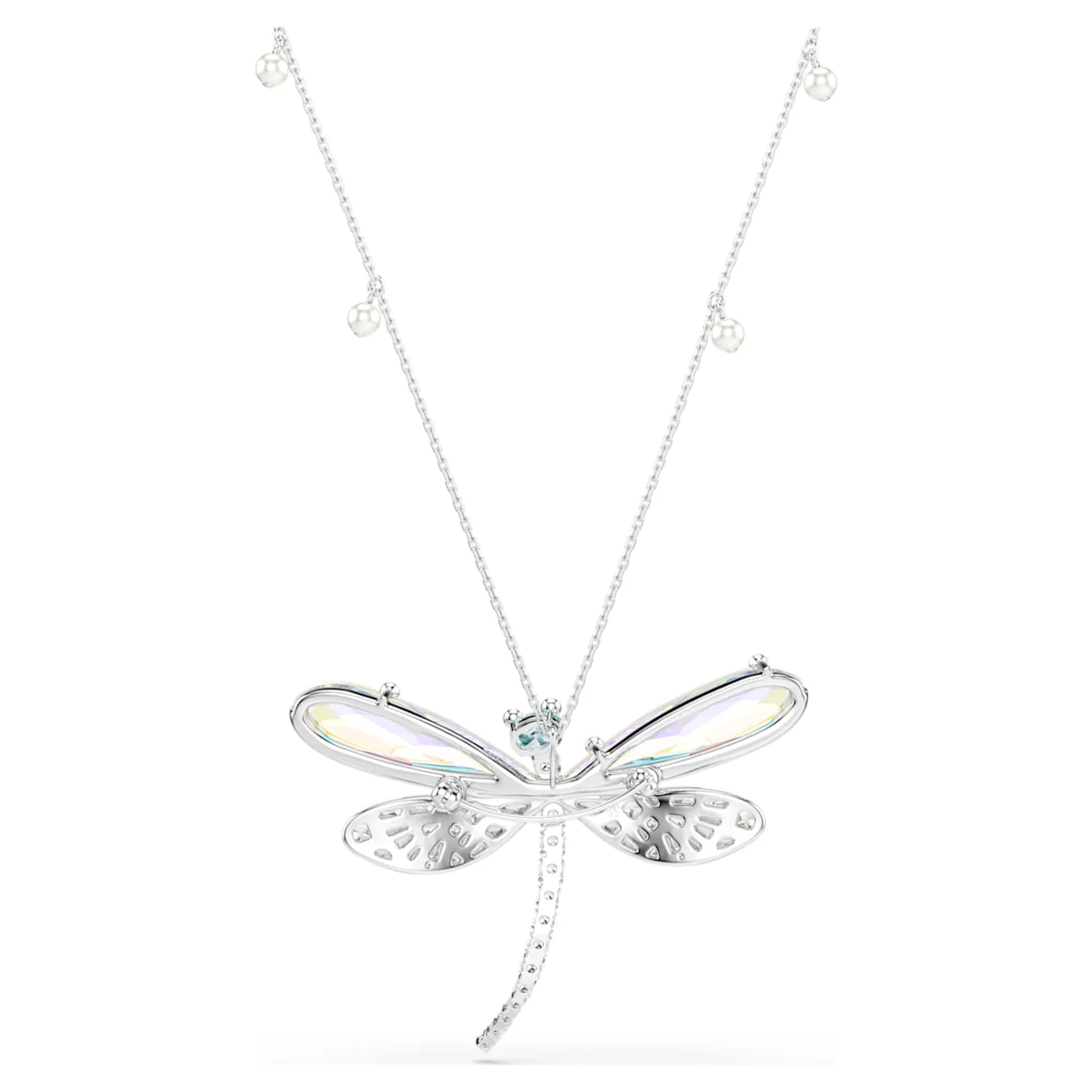 Ariana Grande x Swarovski pendant and brooch Crystal Pearl, Mixed cuts, Dragonfly, White, Rhodium plated - Image 4