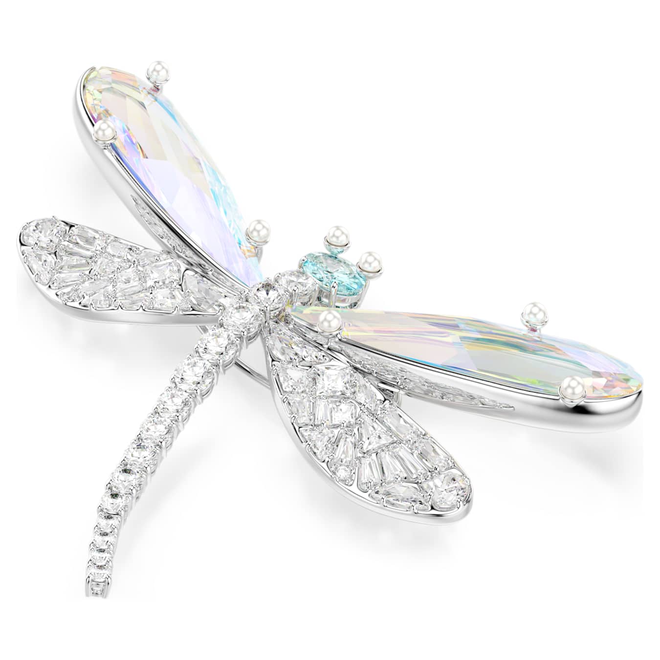 Ariana Grande x Swarovski pendant and brooch Crystal Pearl, Mixed cuts, Dragonfly, White, Rhodium plated - Image 5