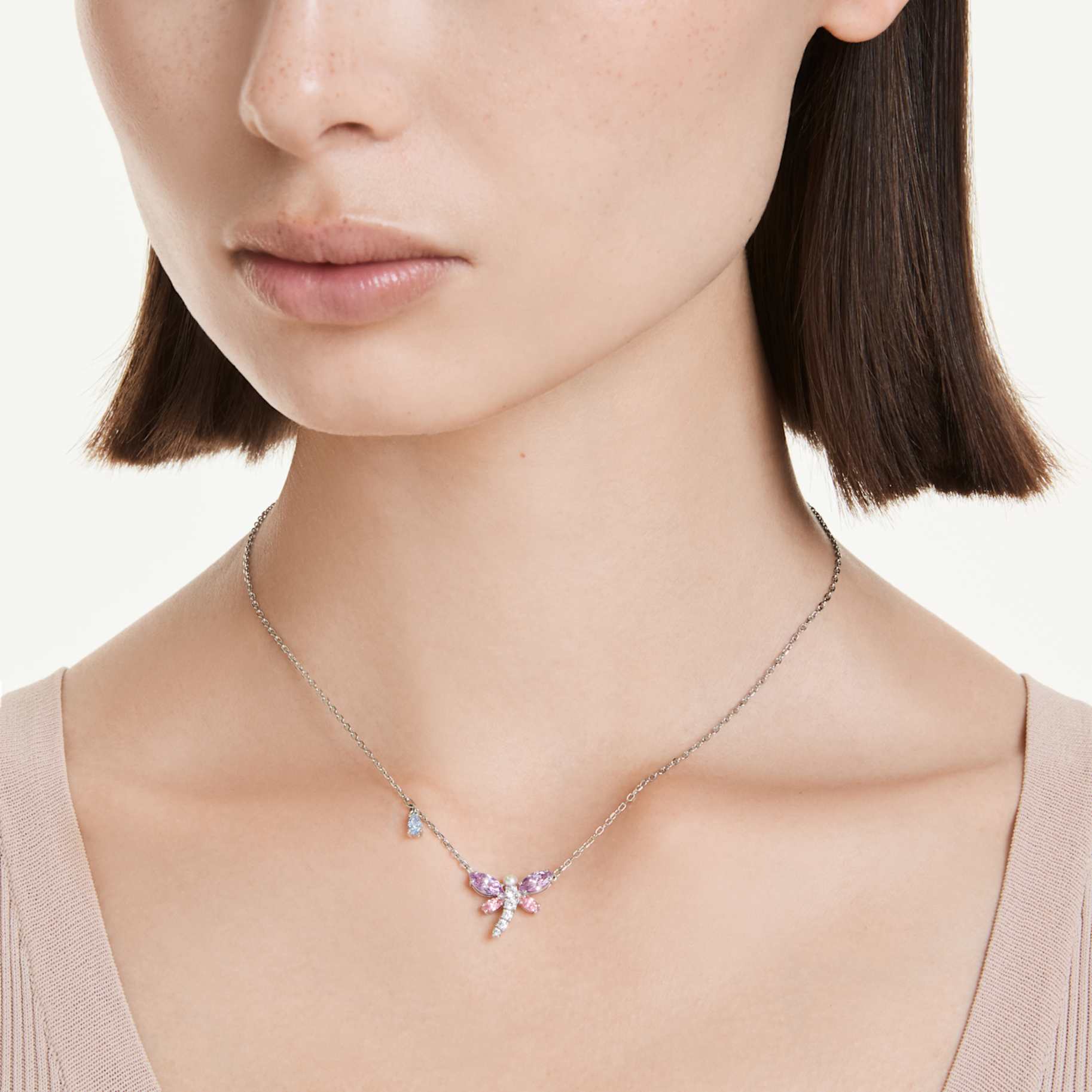Ariana Grande x Swarovski pendant Mixed cuts, Dragonfly, Multicolored, Rhodium plated - Image 6