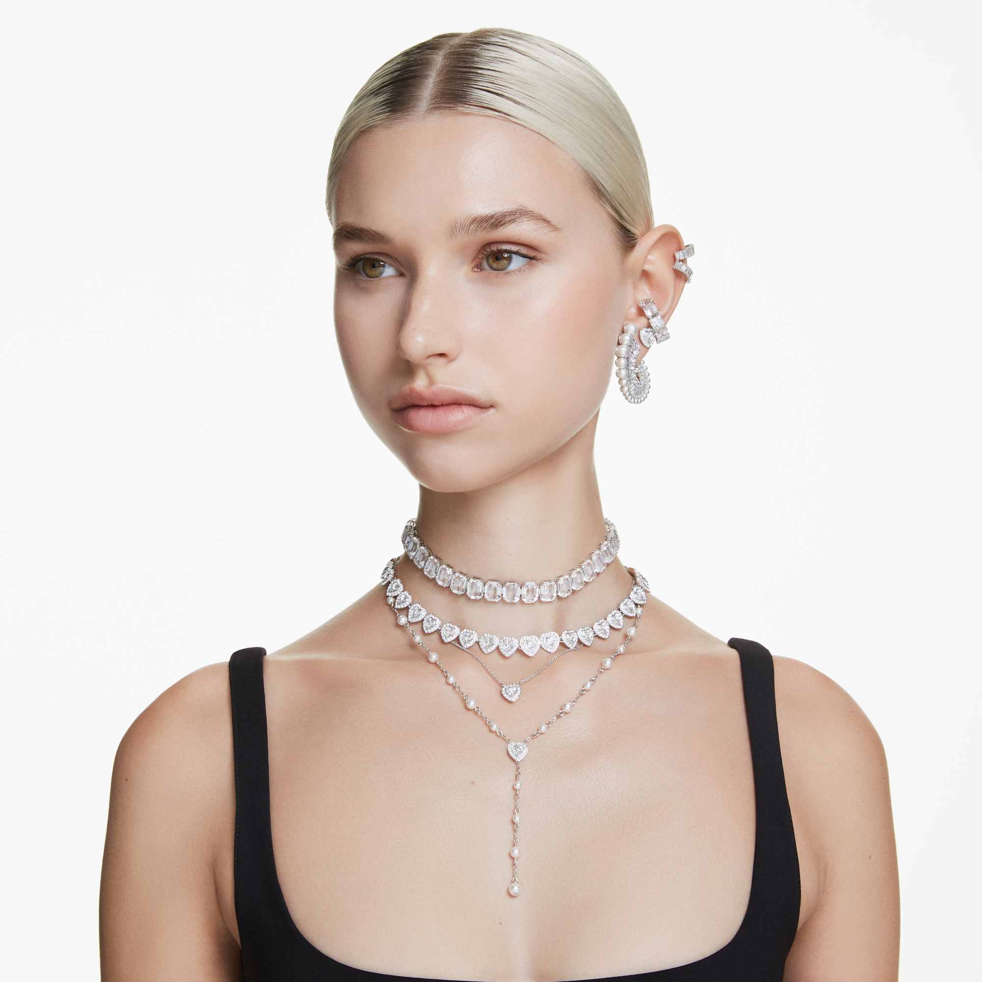 Ariana Grande x Swarovski pendant Mixed cuts, Heart, White, Rhodium plated - Image 6