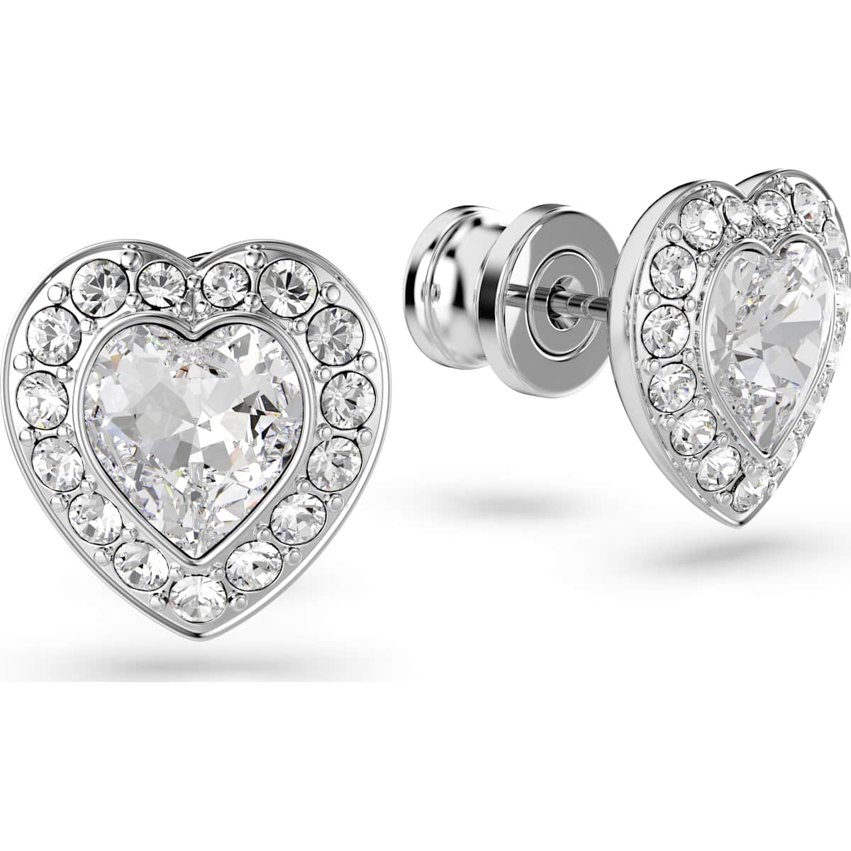 Ariana Grande x Swarovski stud earrings Mixed cuts, Heart, White, Rhodium plated - Image 3