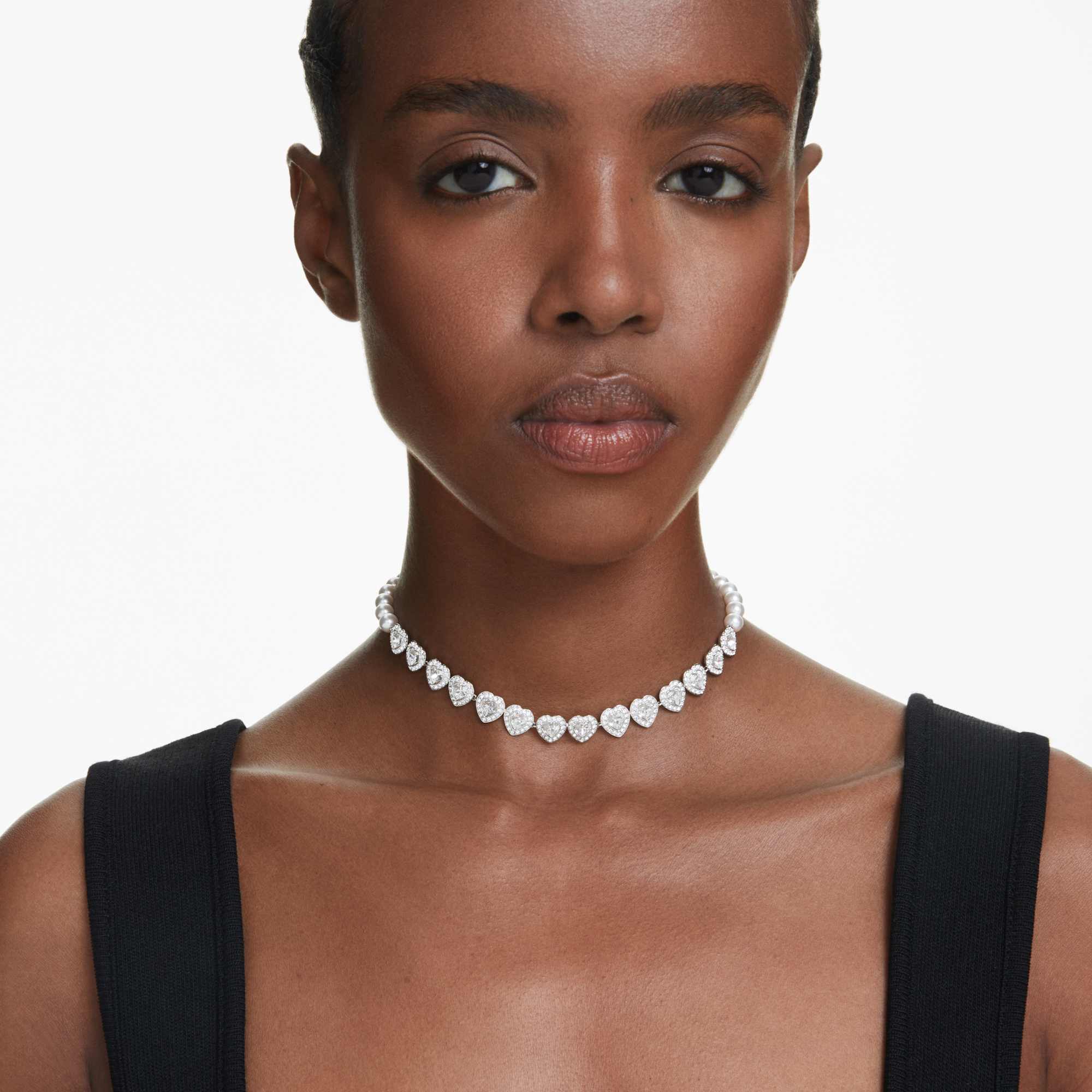 Ariana Grande x Swarovski Tennis choker Mixed cuts, Heart, White, Rhodium plated - Image 6