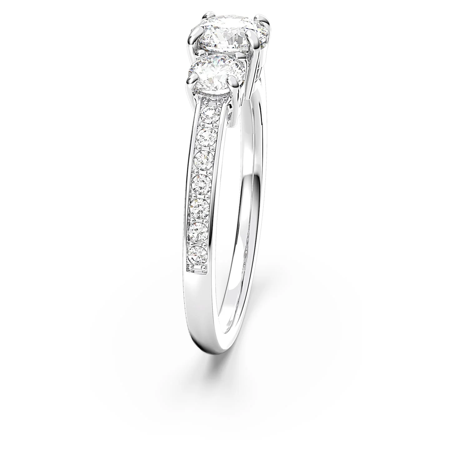 Attract Trilogy ring Round cut, White, Rhodium plated - Image 3
