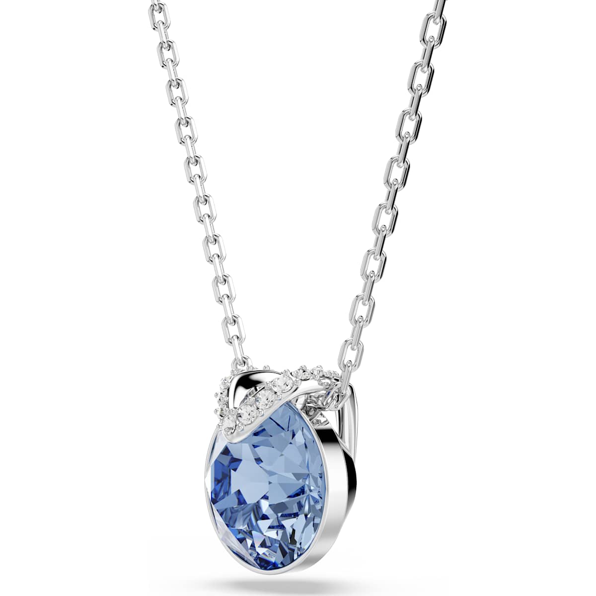 Bella V pendant Round cut, Blue, Rhodium plated - Image 3