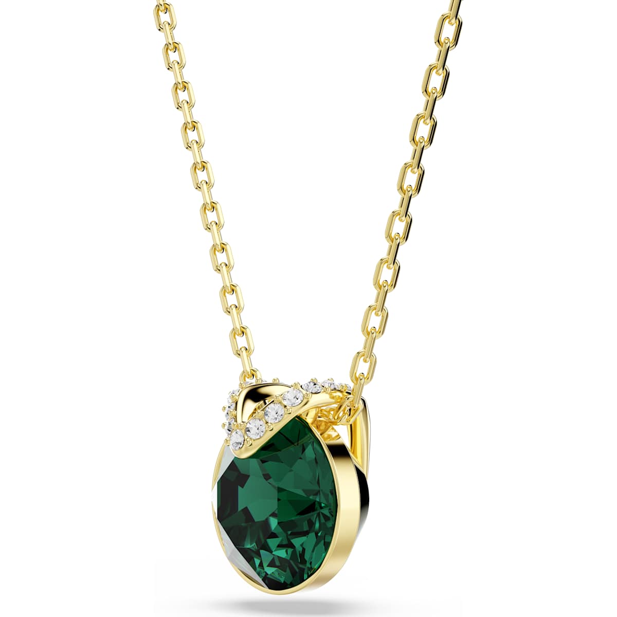 Bella V pendant Round cut, Green, Gold-tone plated - Image 3