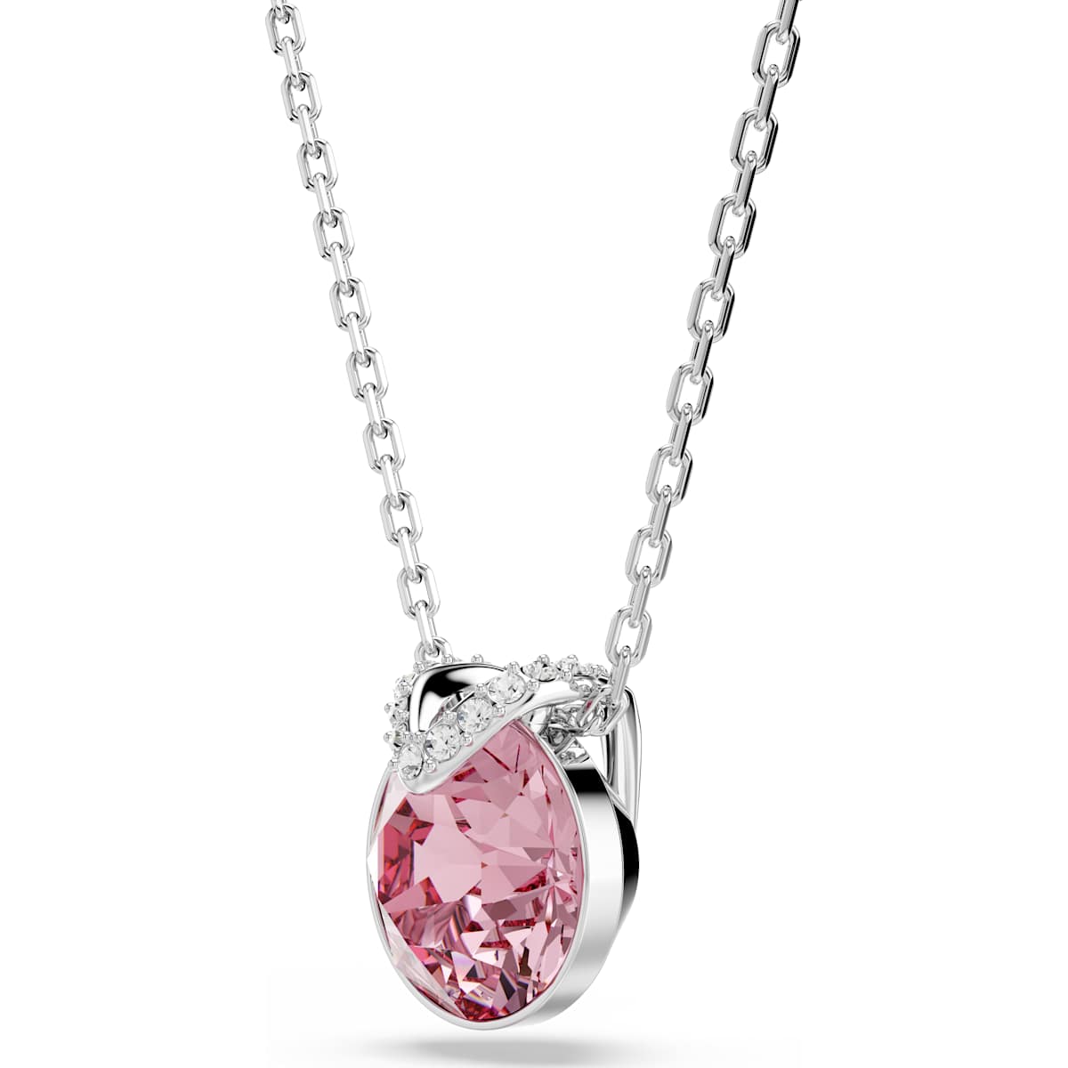 Bella V pendant Round cut, Pink, Rhodium plated - Image 3