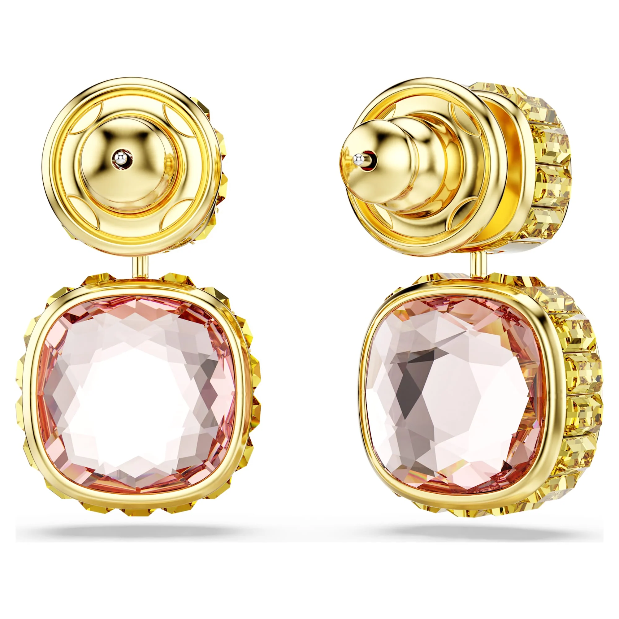 Chroma drop earrings Cushion cut, Multicolored, Gold-tone plated - Image 4
