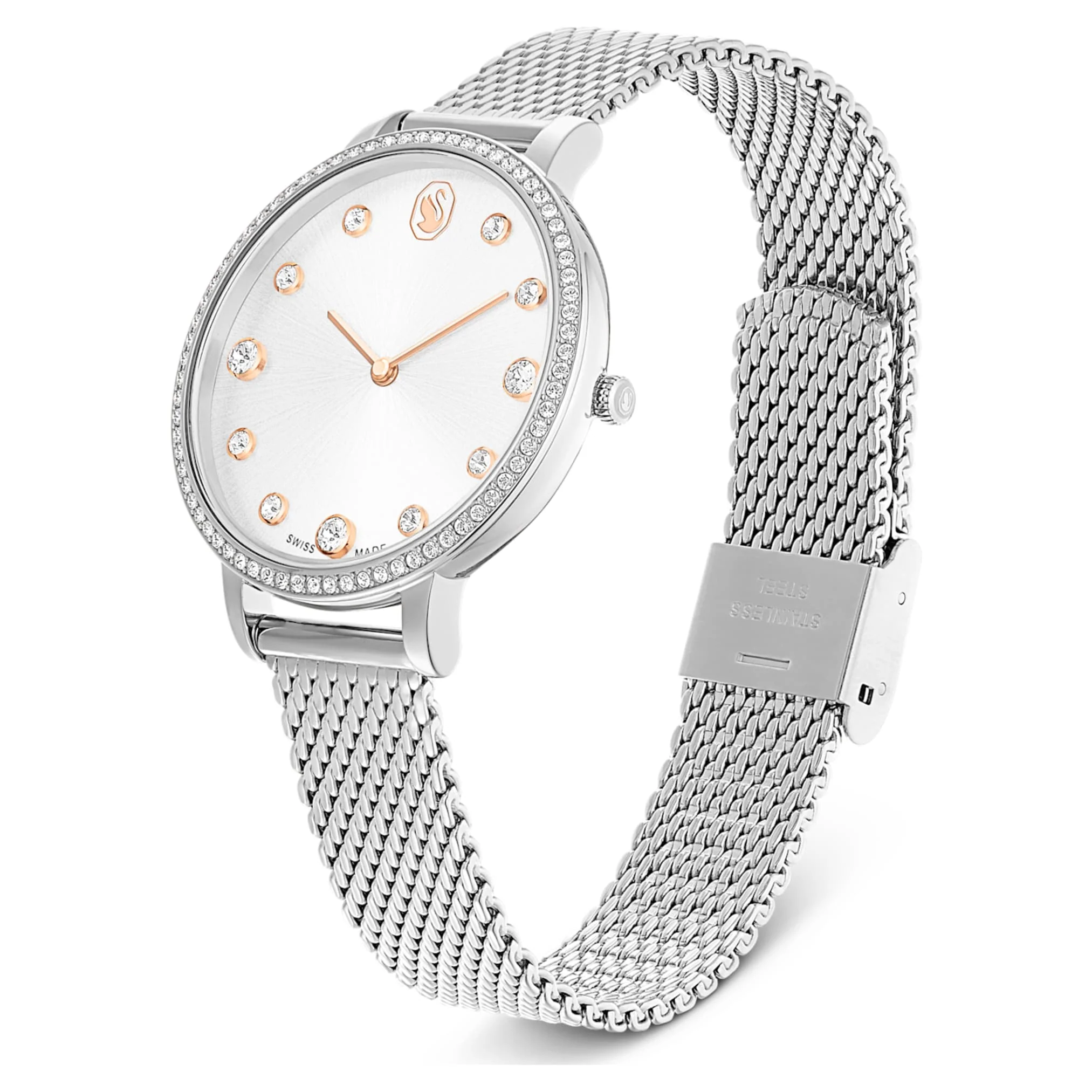 Clarica watch Swiss Made, Metal bracelet, Silver tone, Stainless steel - Image 2