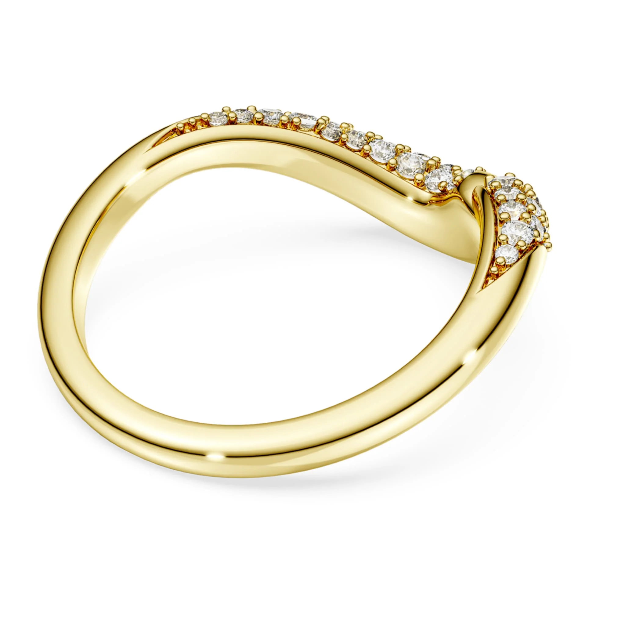 Classica open ring Round cut, White, Sterling silver, 18K gold finish - Image 4