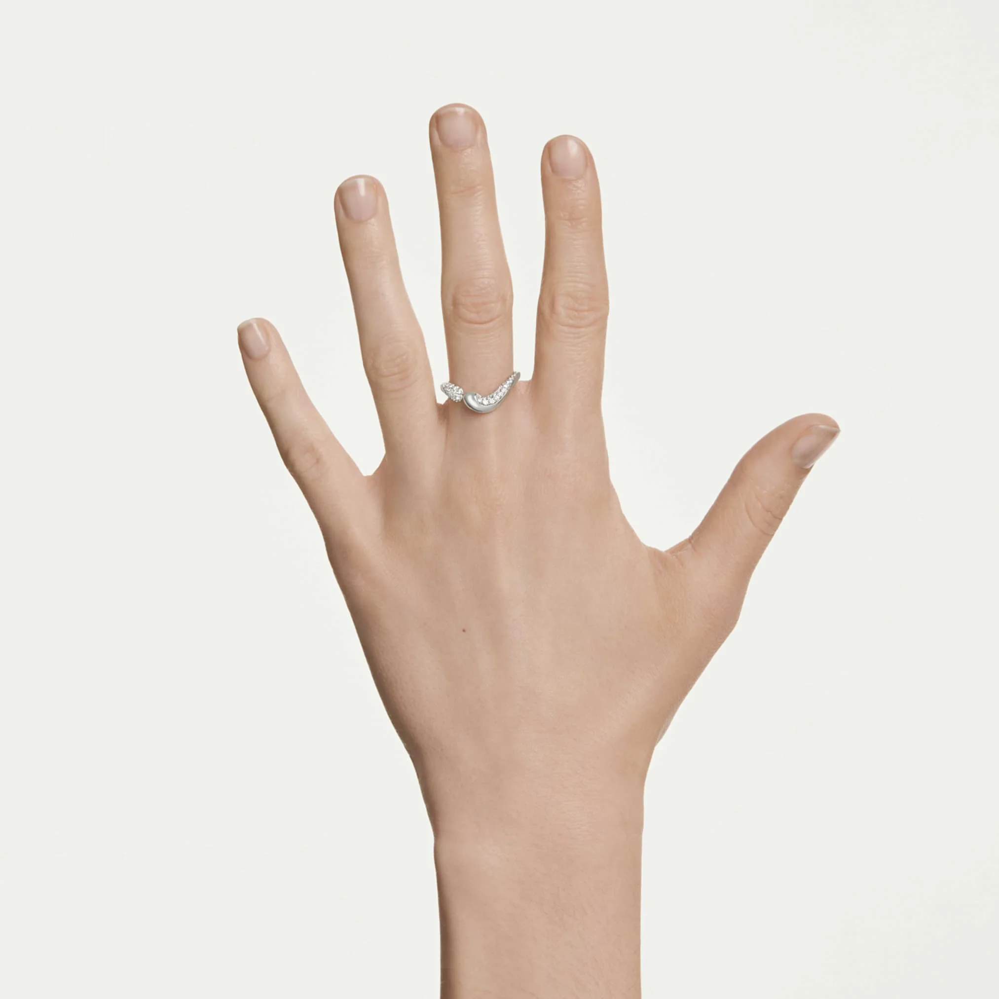Classica open ring Round cut, White, Sterling silver - Image 5