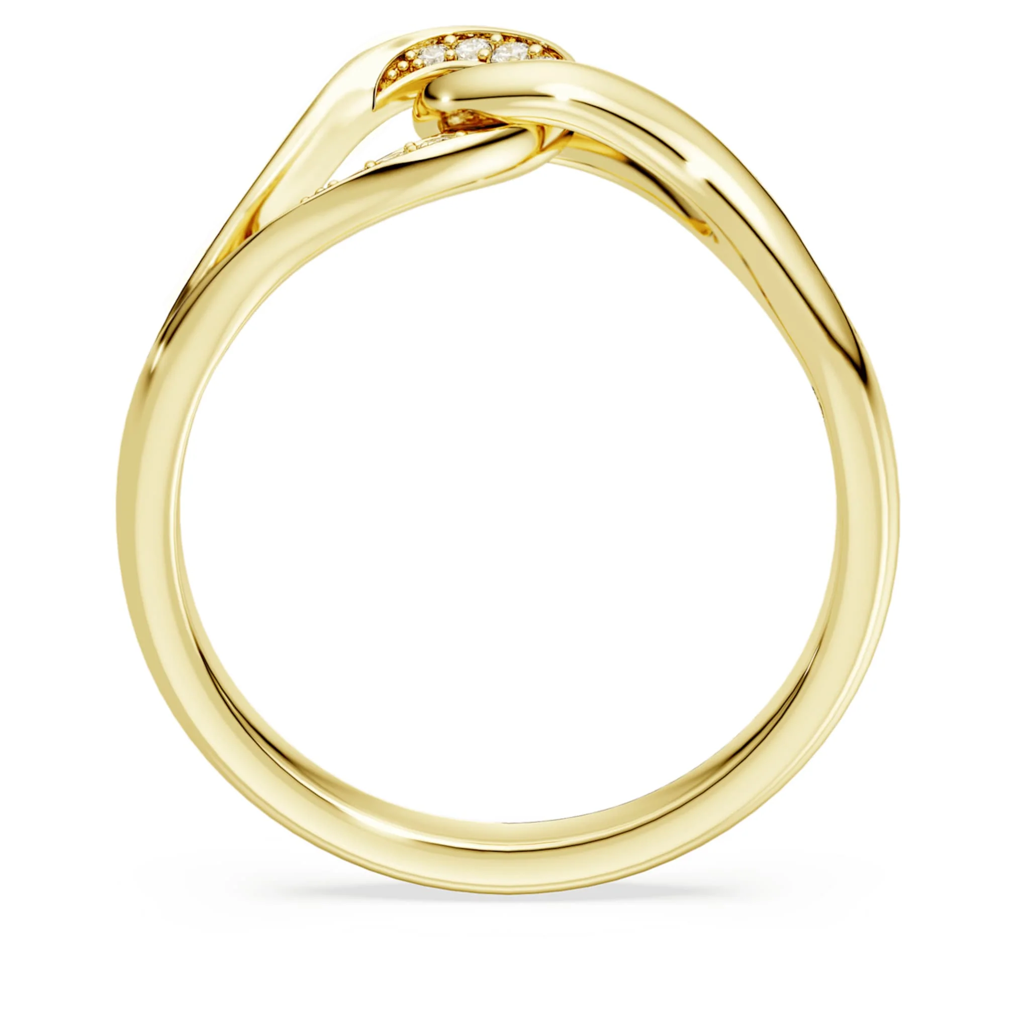 Classica ring Round cut, Interlocking, White, Sterling silver, 18K gold finish - Image 3
