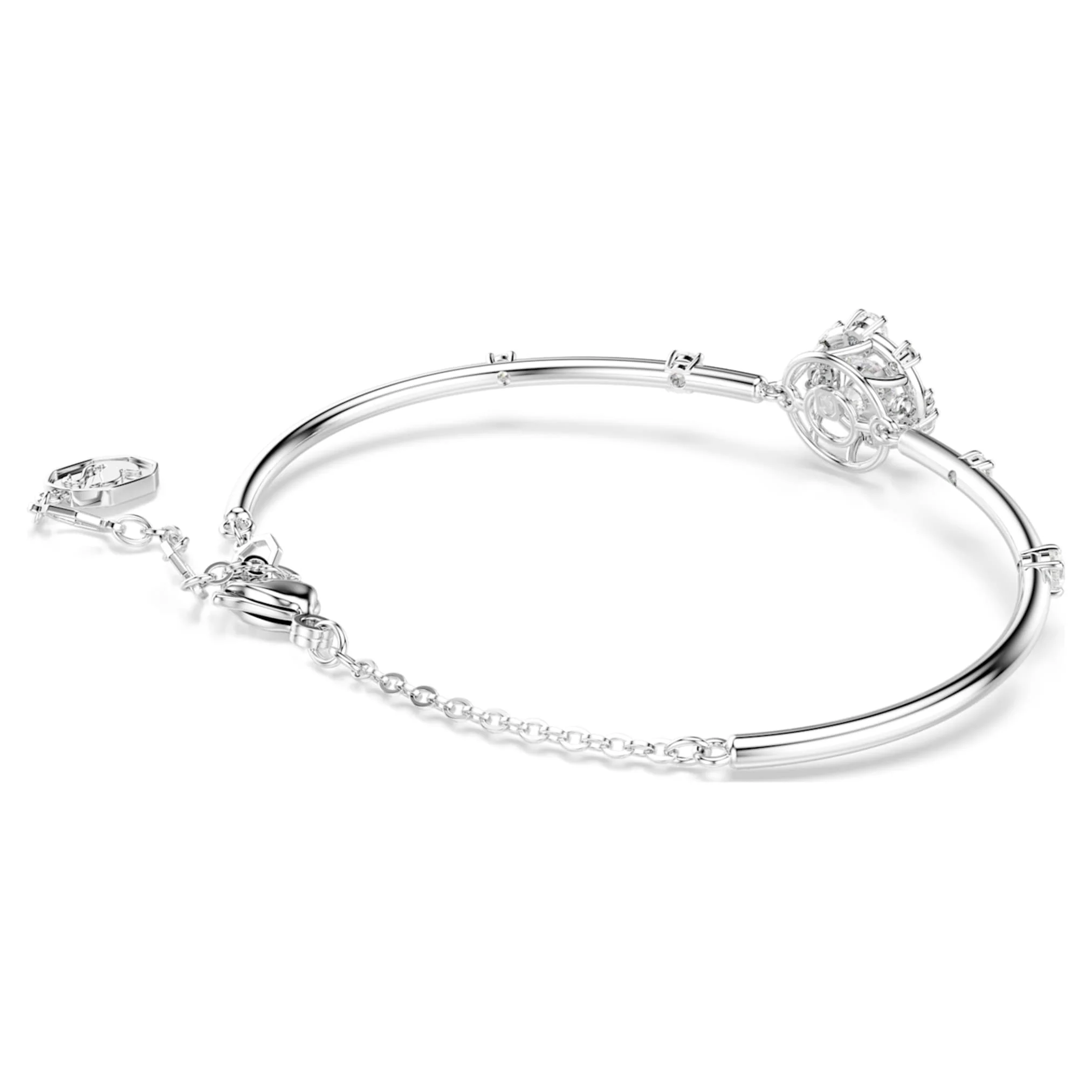 Constella bangle Round cut, Dancing stone, White, Rhodium plated - Image 5
