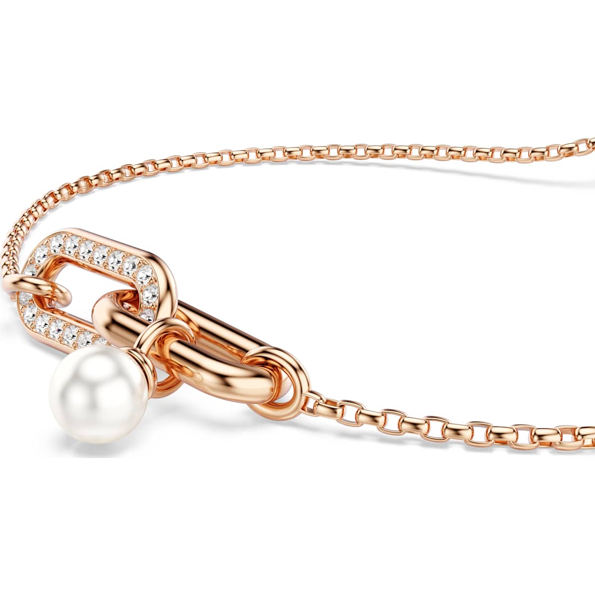 Constella bracelet, Crystal pearl, Round cut, White, Rose gold-tone plated - Image 4