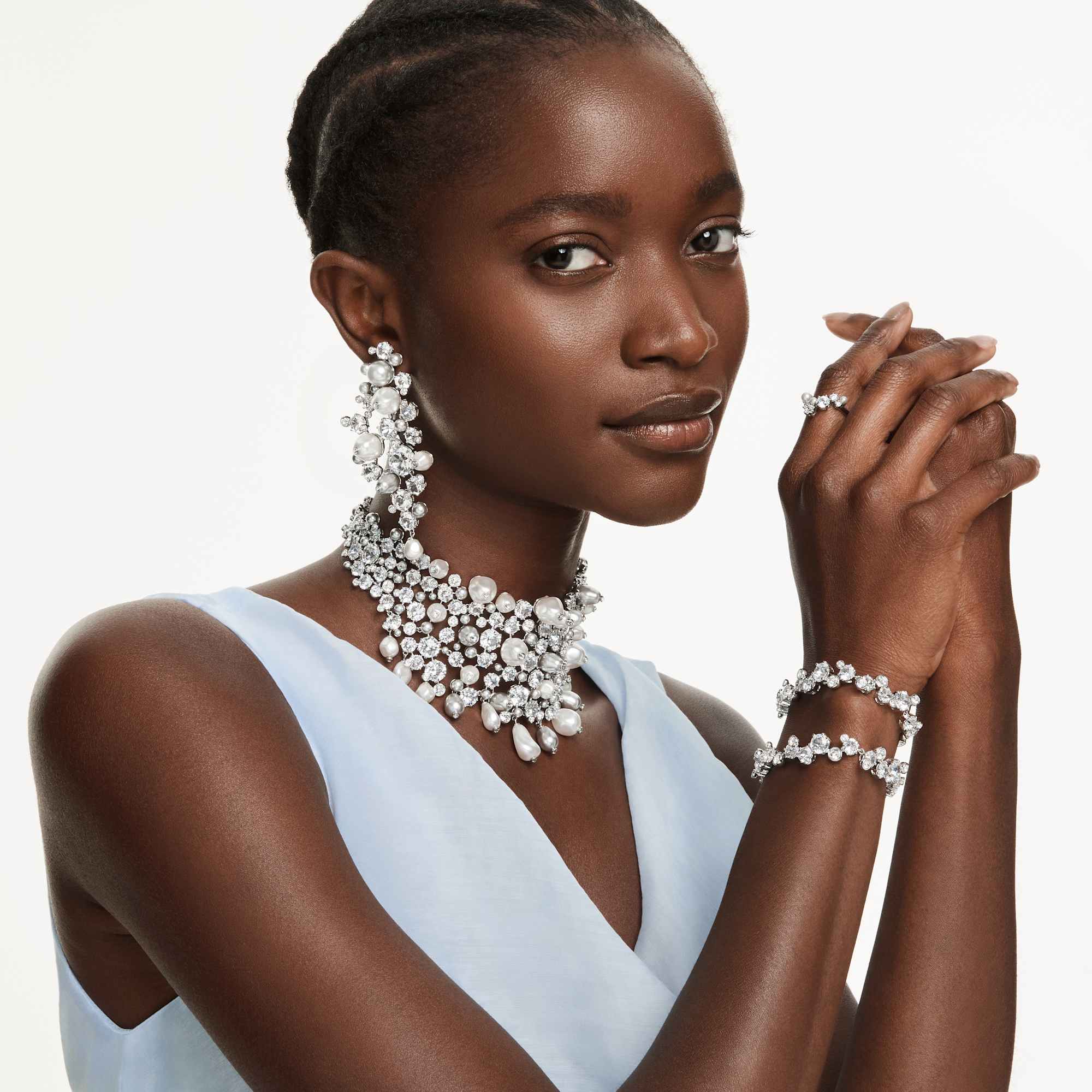 Constella bracelet, Mixed cuts, White, Rhodium plated - Image 8