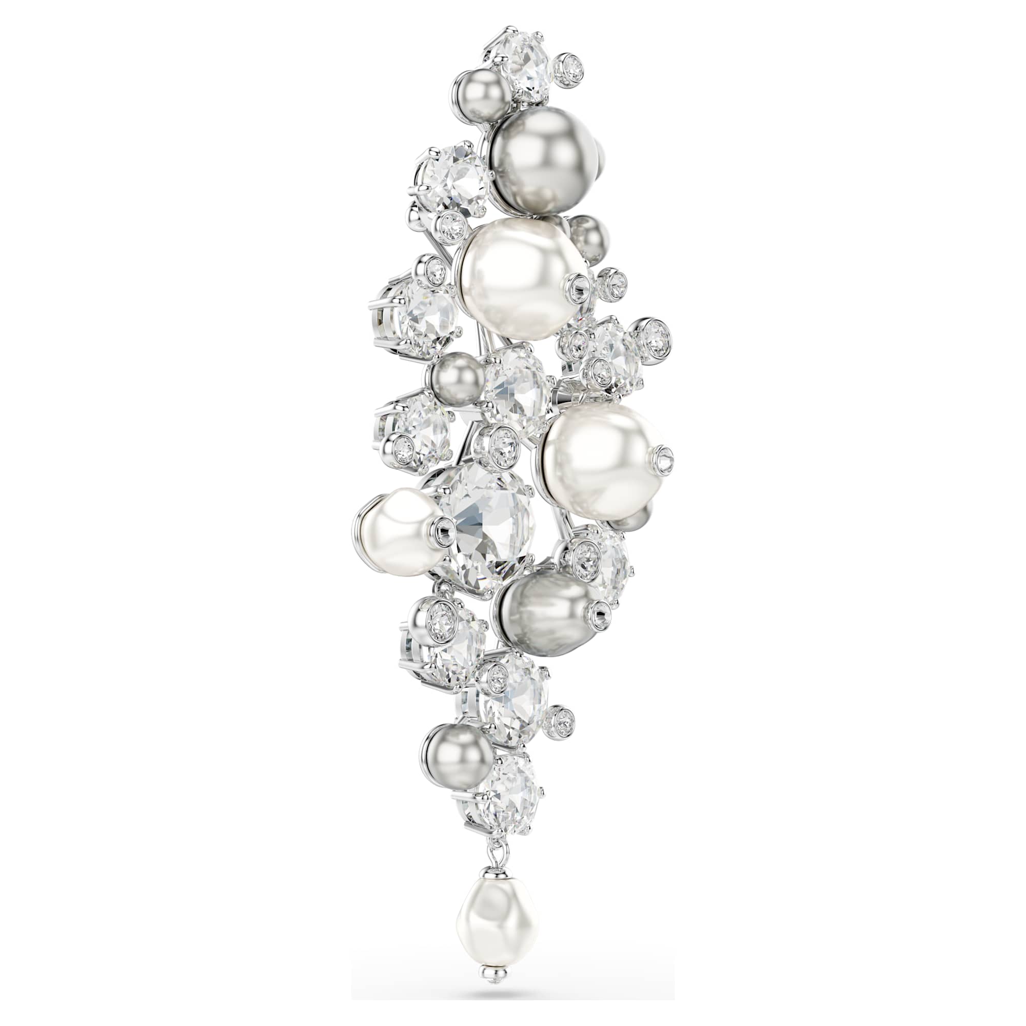 Constella brooch Crystal pearl, Round cut, White, Rhodium plated - Image 3