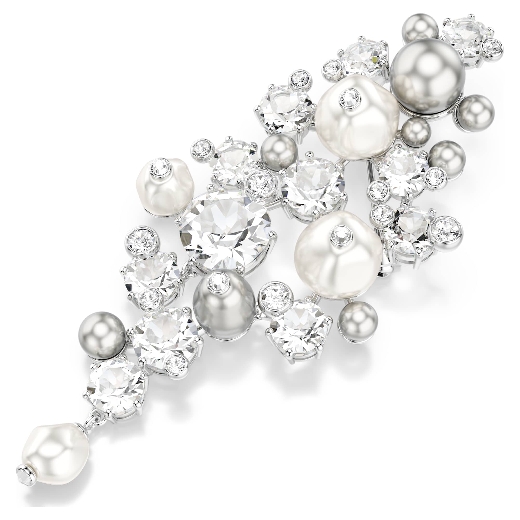 Constella brooch Crystal pearl, Round cut, White, Rhodium plated - Image 4