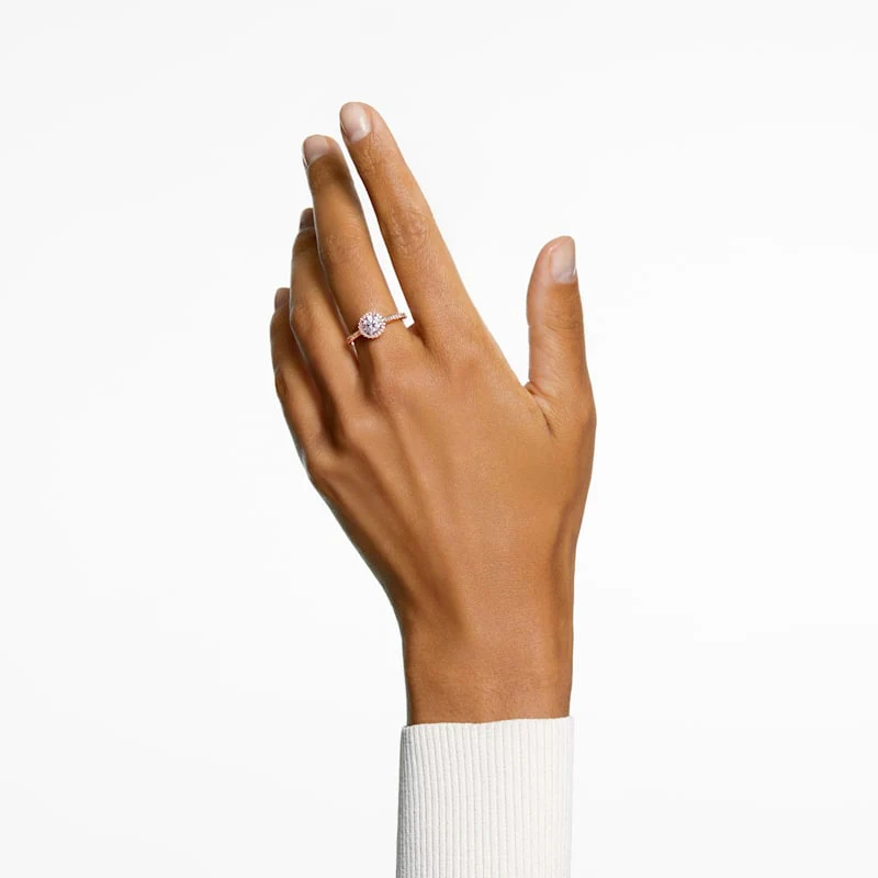 Constella cocktail ring Round cut, Pavé, White, Rose gold-tone plated - Image 4