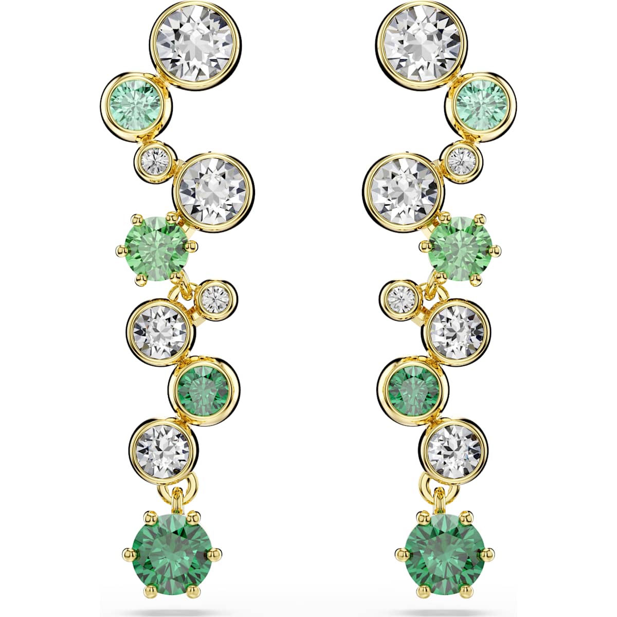 Constella drop earrings, Mixed cuts, Green, Gold-tone plated