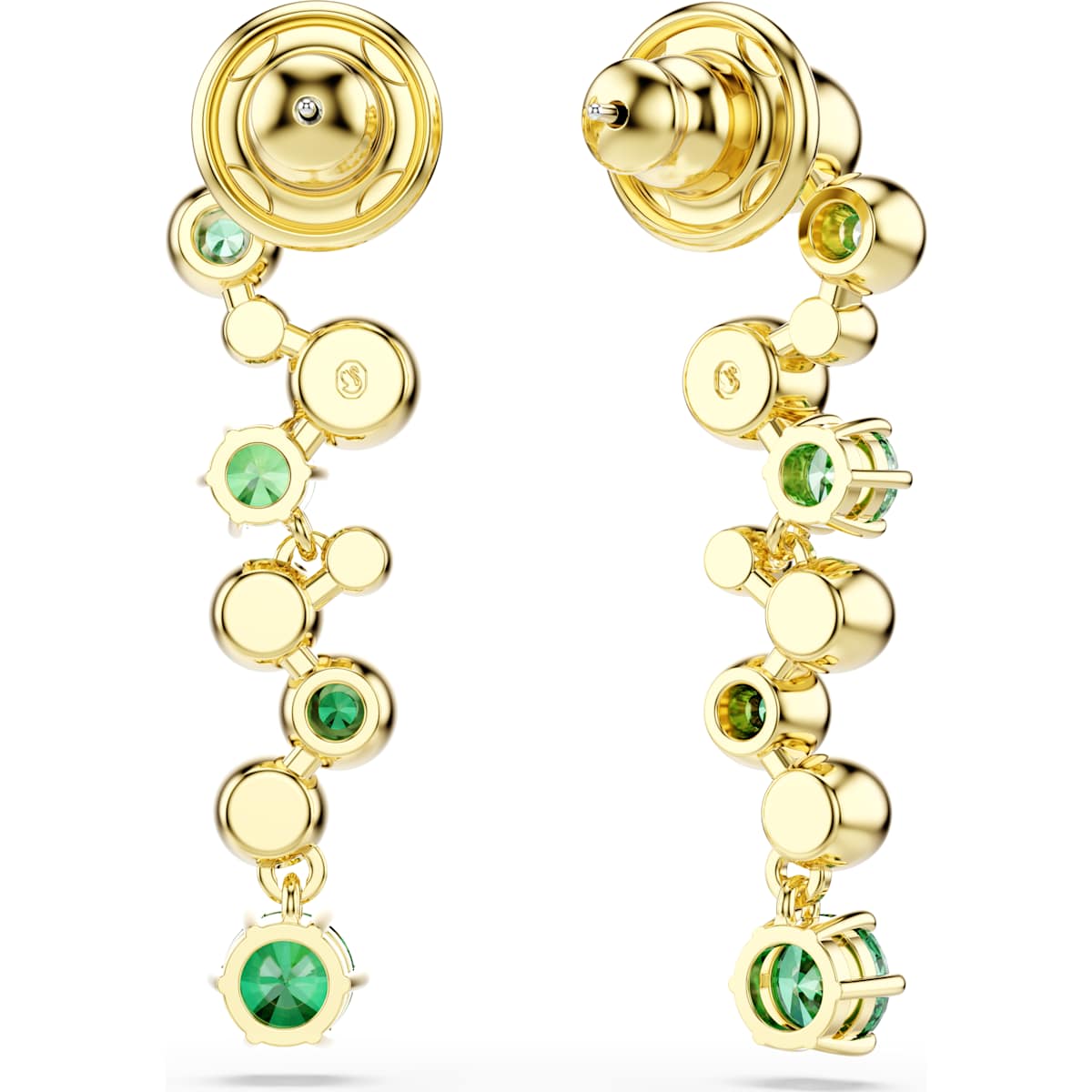 Constella drop earrings, Mixed cuts, Green, Gold-tone plated - Image 4