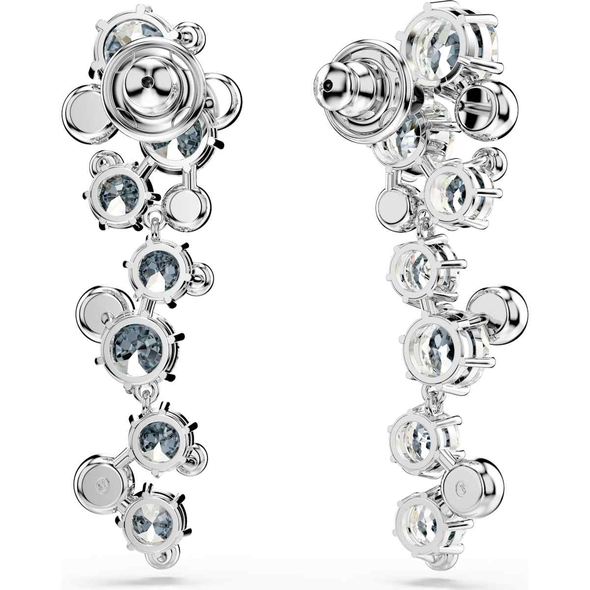 Constella drop earrings, Mixed cuts, White, Rhodium plated - Image 4