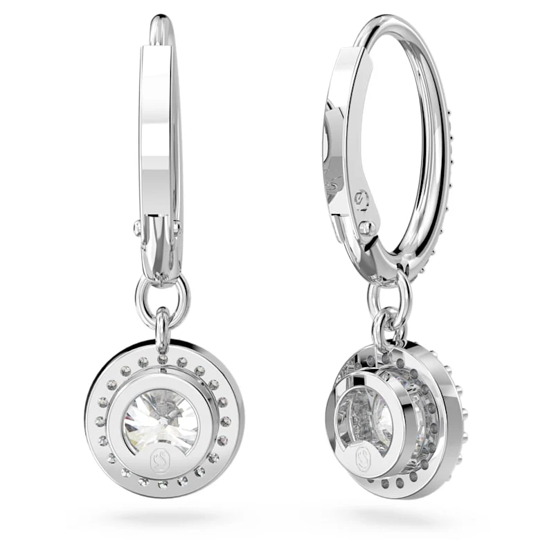 Constella drop earrings Round cut, Pavé, White, Rhodium plated. - Image 3