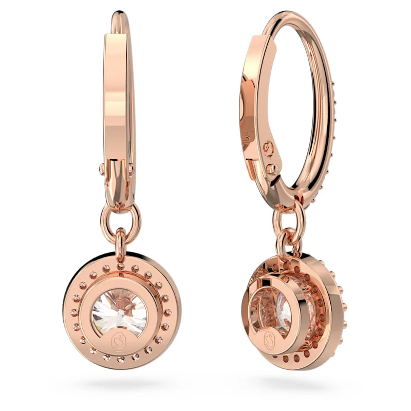 Constella drop earrings Round cut, Pavé, White, Rose gold-tone plated - Image 3