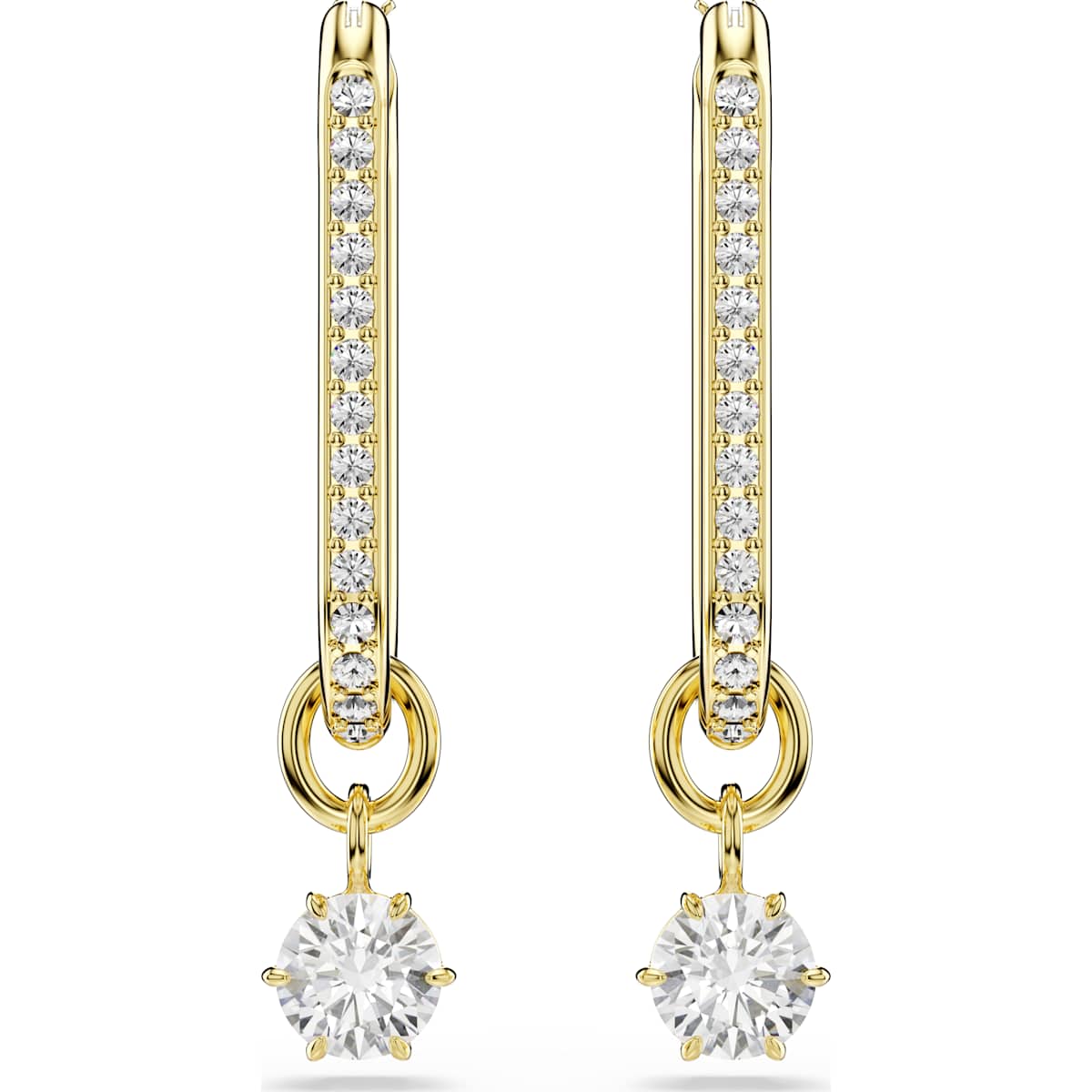 Constella drop earrings, Round cut, White, Gold-tone plated - Image 2