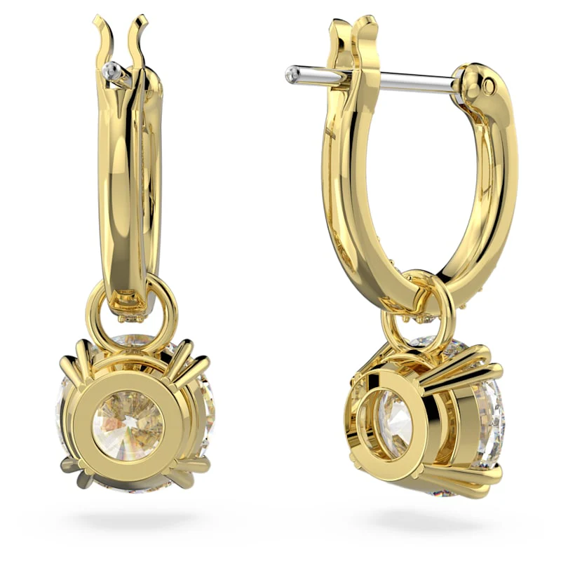 Constella drop earrings Round cut, White, Gold-tone plated - Image 3