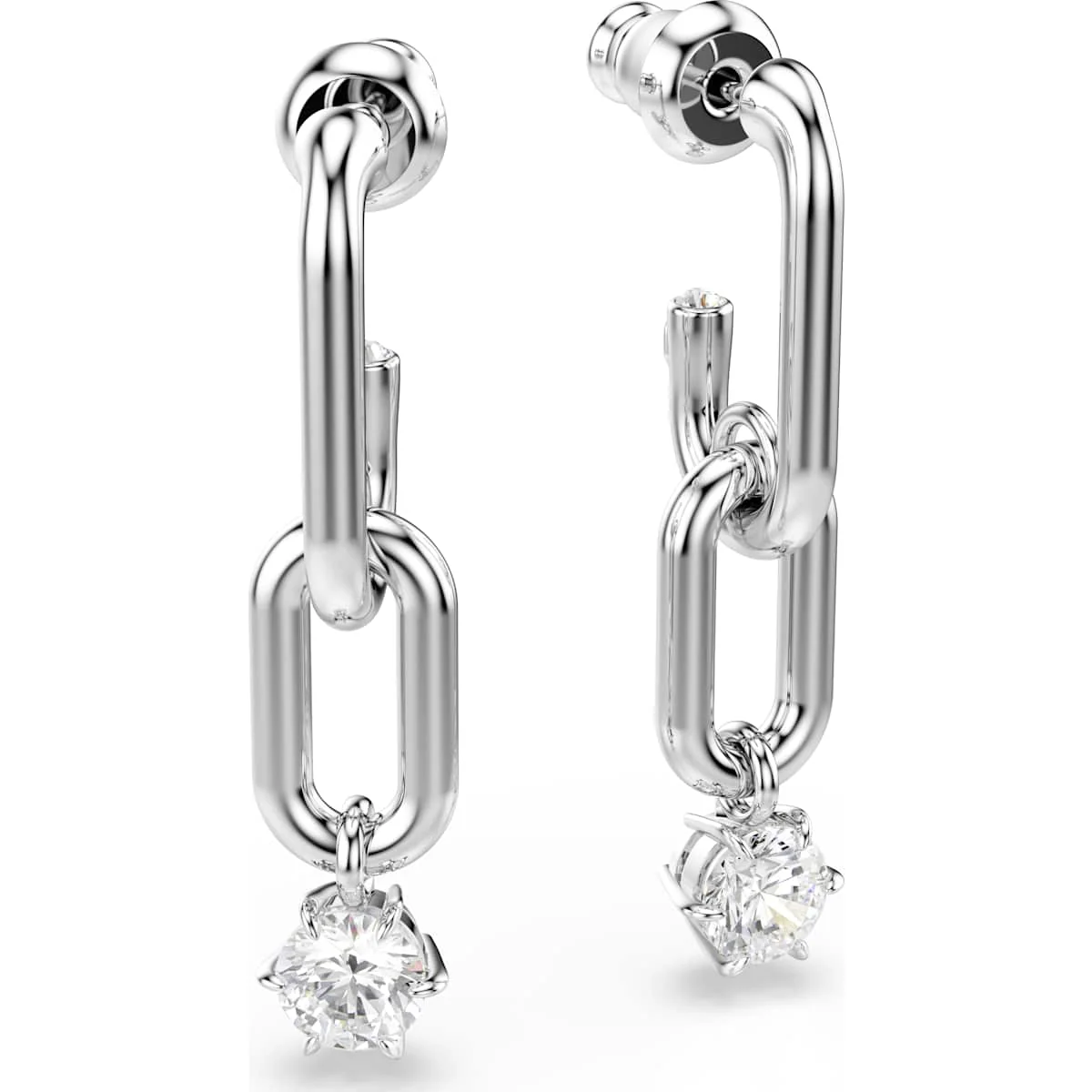 Constella drop earrings, Round cut, White, Rhodium plated - Image 3
