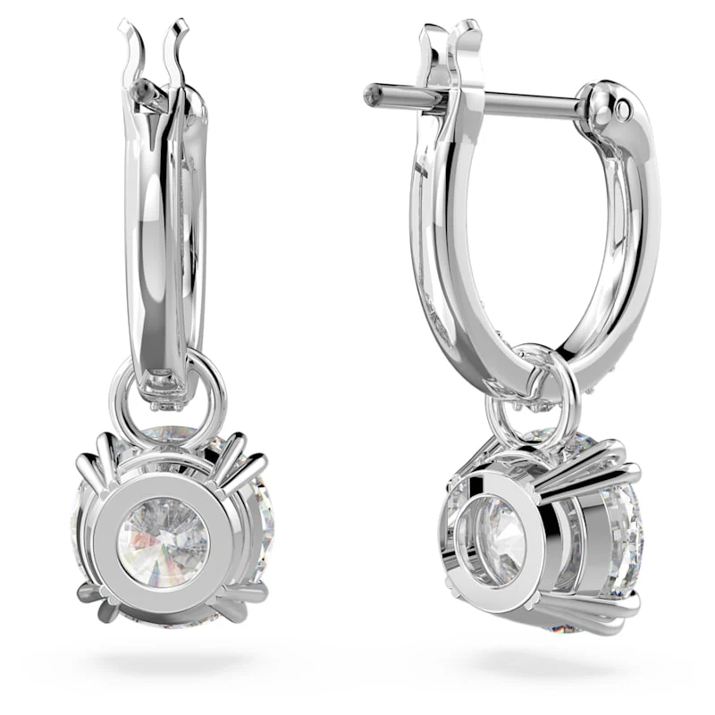 Constella drop earrings Round cut, White, Rhodium plated - Image 3