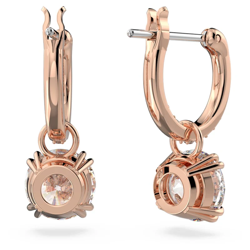 Constella drop earrings Round cut, White, Rose gold-tone plated - Image 3