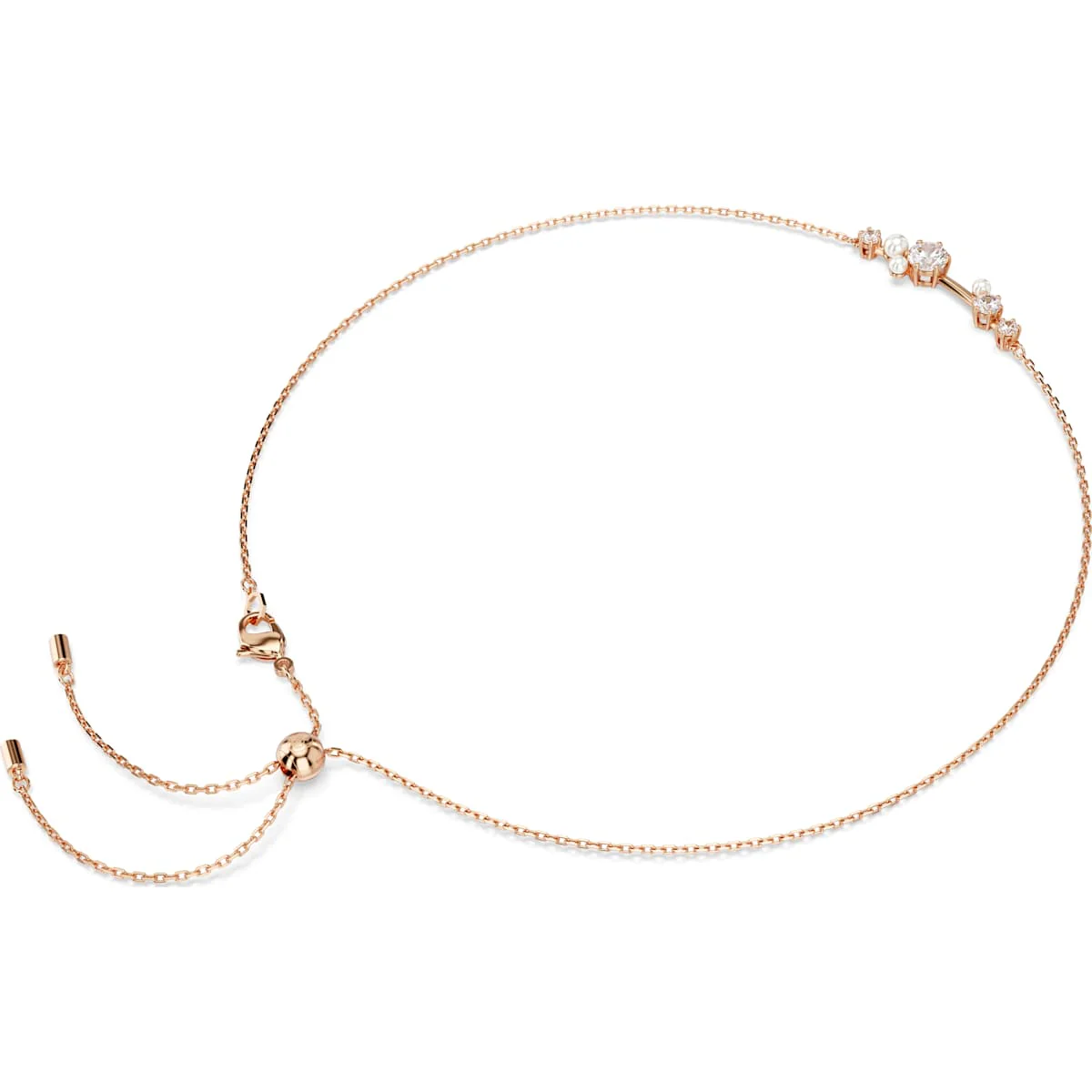 Constella necklace Crystal pearl, Round cuts, White, Rose gold-tone plated - Image 4