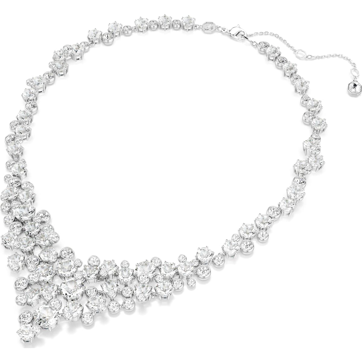 Constella necklace, Mixed cuts, Clasp, White, Rhodium plated - Image 2