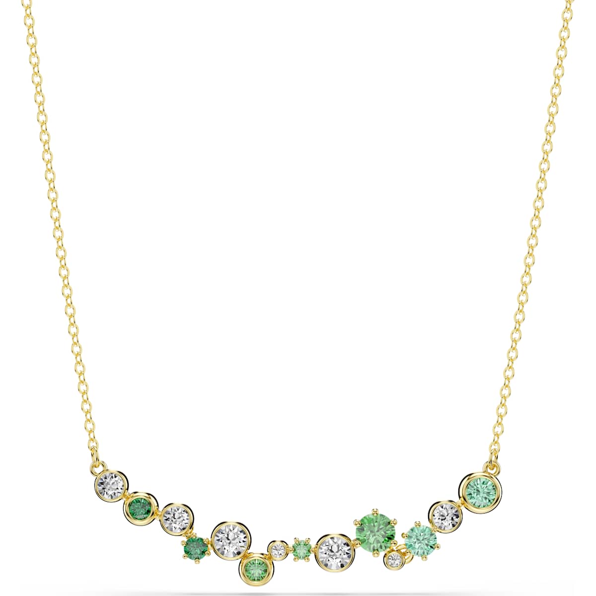 Constella necklace, Mixed cuts, Green, Gold-tone plated