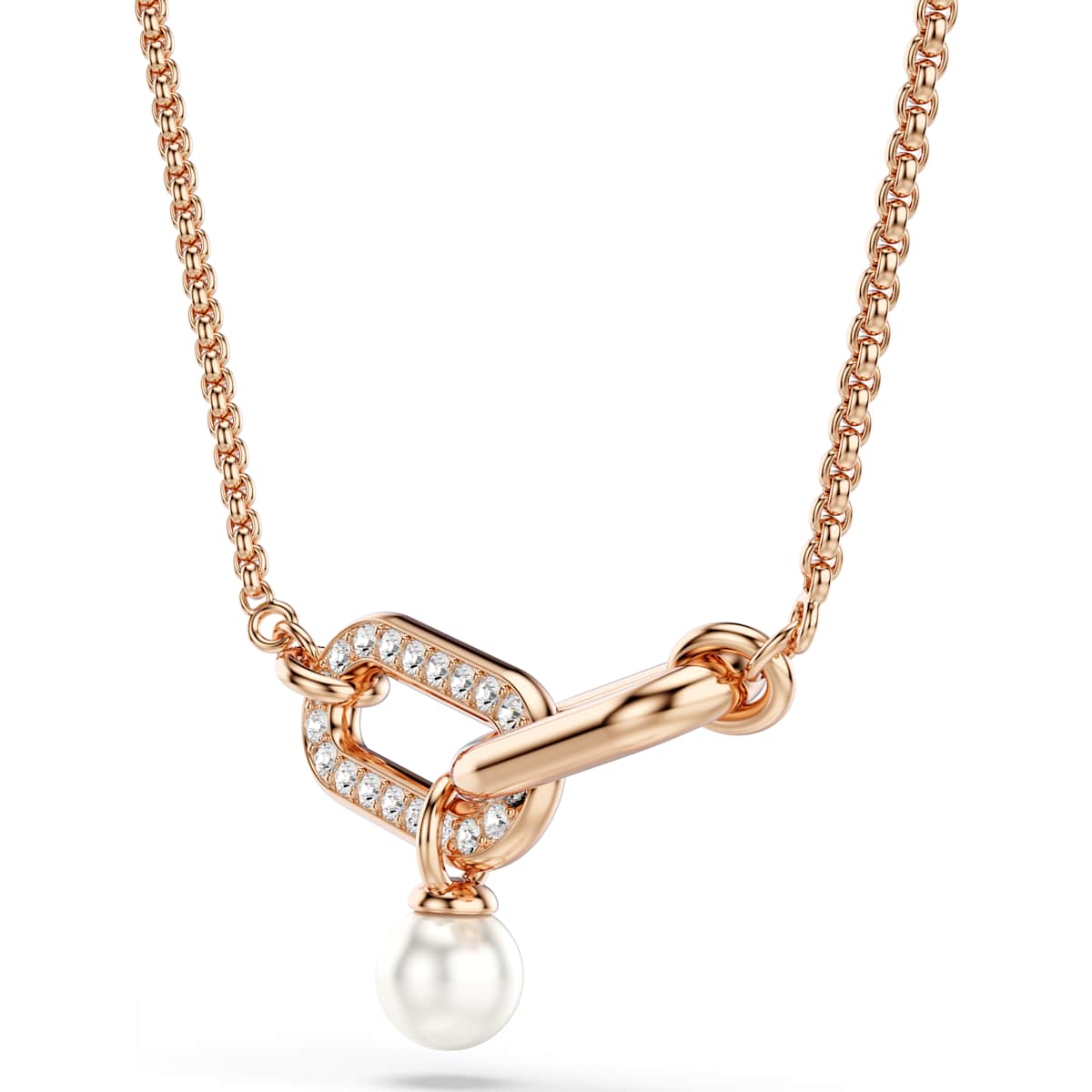 Constella pendant, Crystal pearl, Round cut, White, Rose gold-tone plated - Image 3
