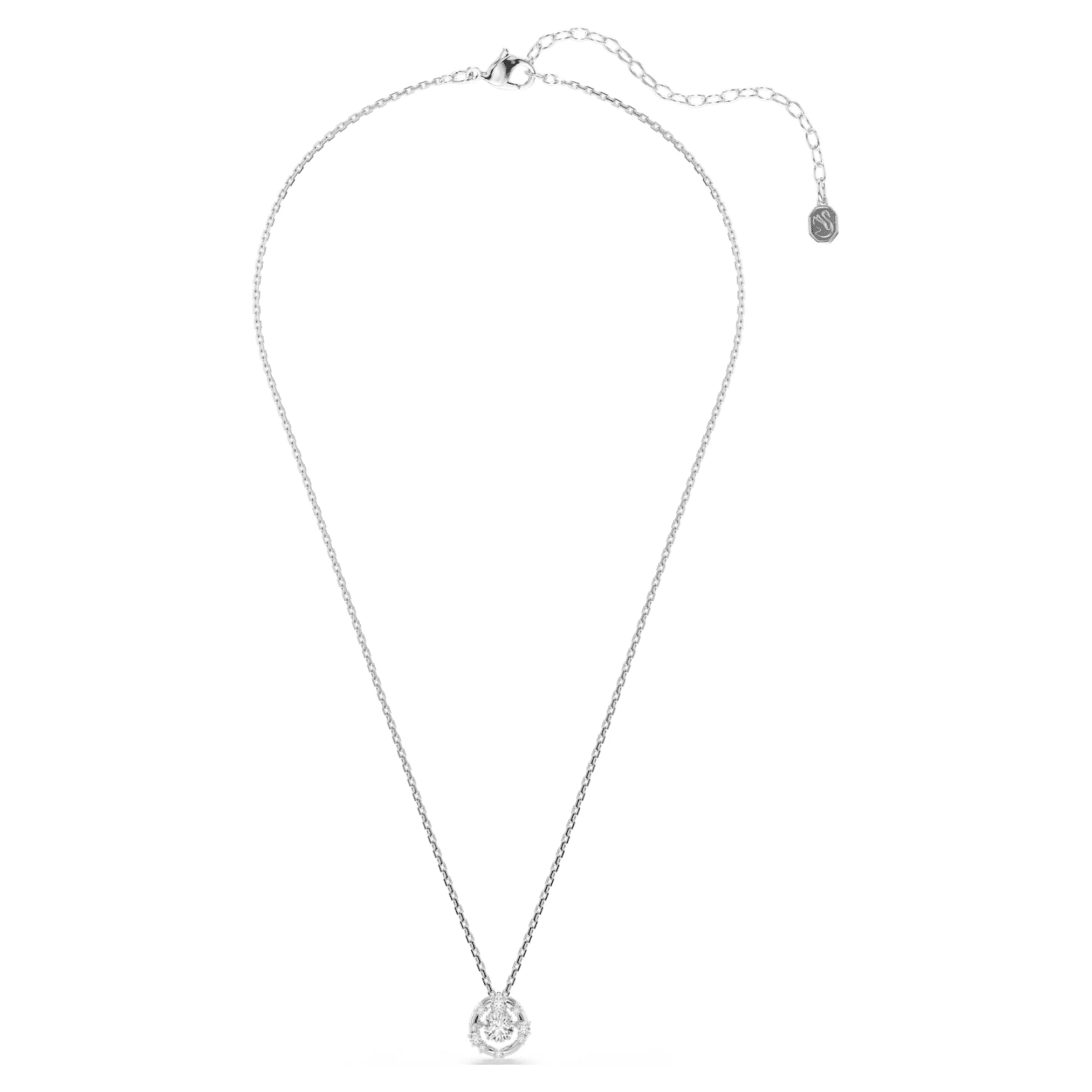 Constella pendant Round cut, Dancing stone, White, Rhodium plated - Image 2