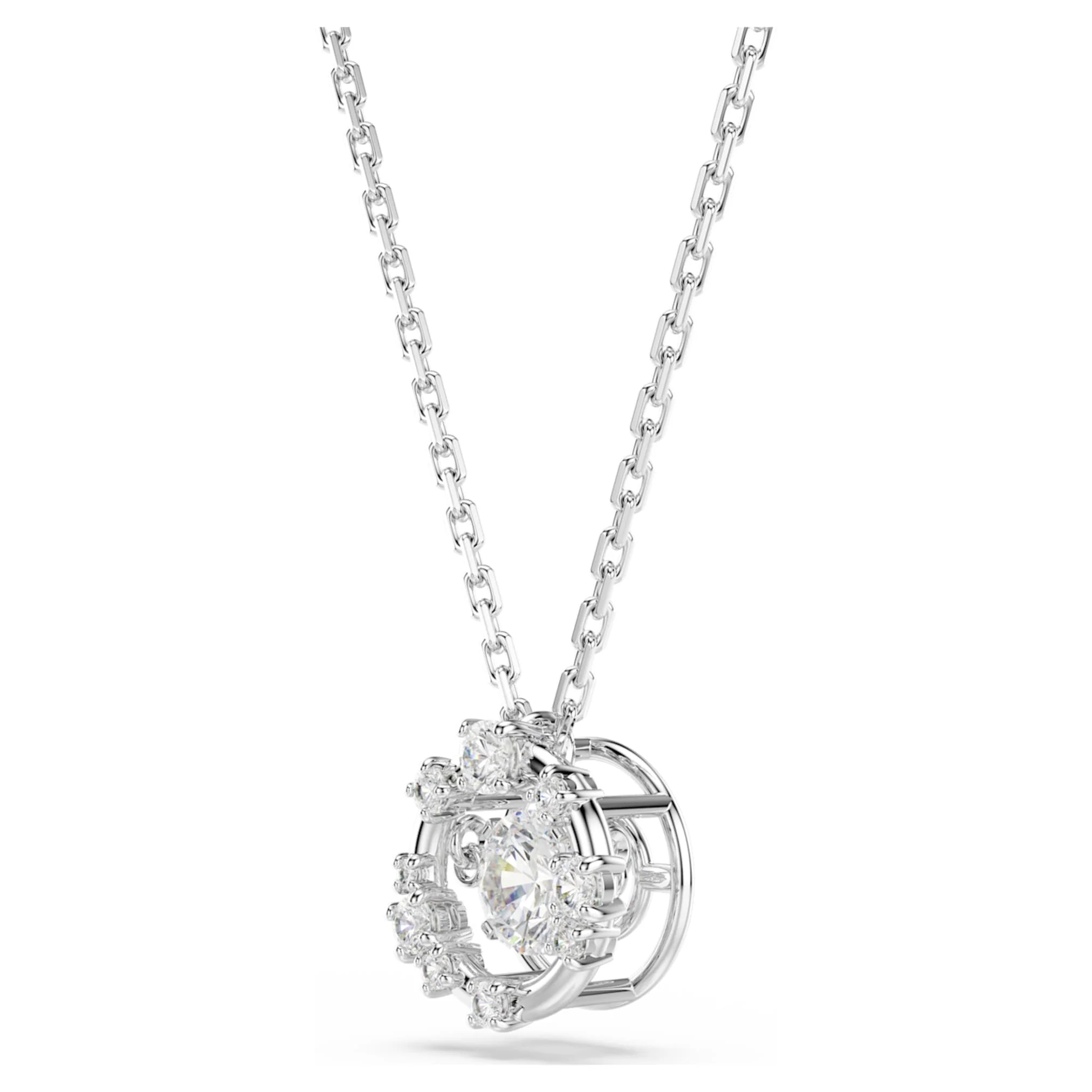 Constella pendant Round cut, Dancing stone, White, Rhodium plated - Image 3