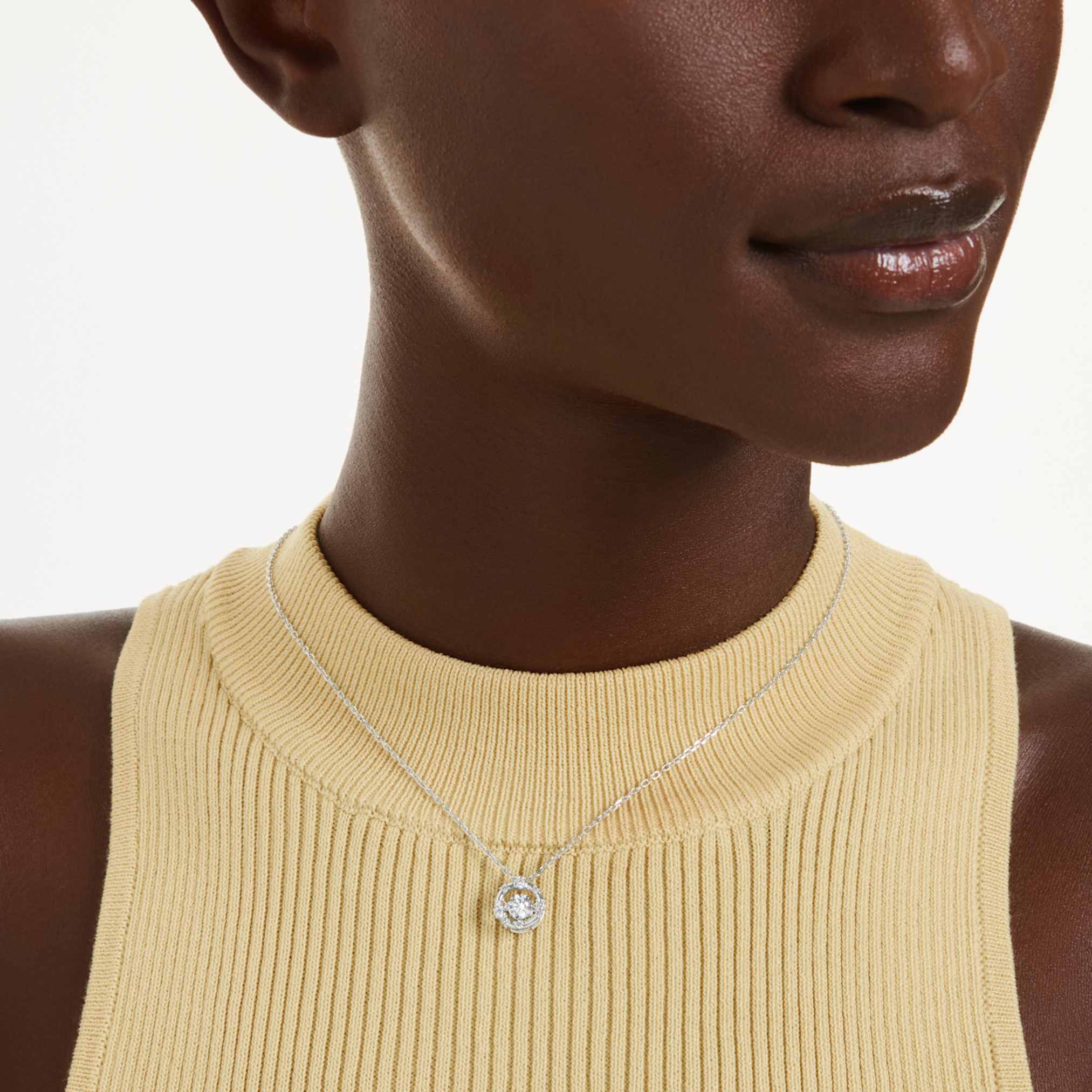 Constella pendant Round cut, Dancing stone, White, Rhodium plated - Image 6