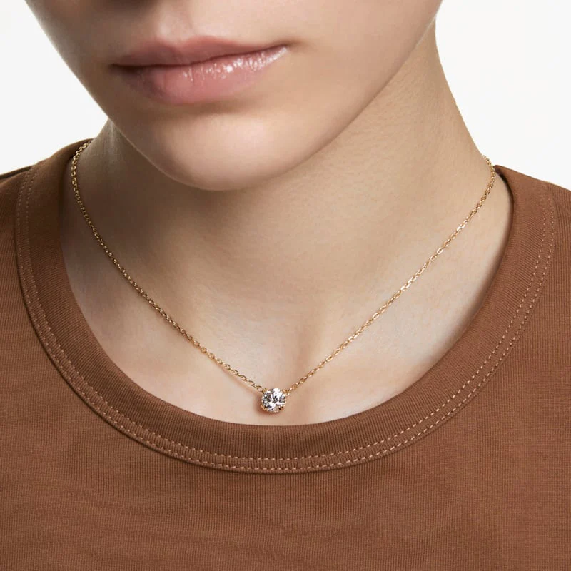 Constella pendant Round cut, White, Gold-tone plated - Image 5