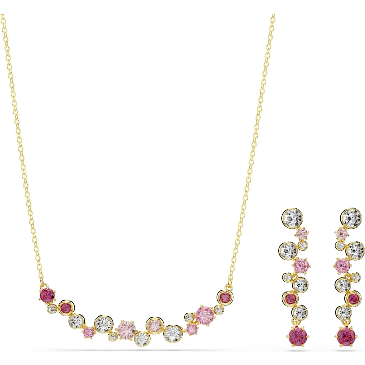 Constella set, Mixed cuts, Multicolored, Gold-tone plated