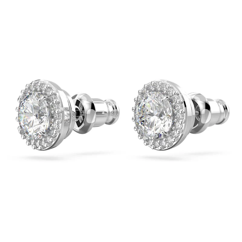 Constella stud earrings Round cut, Pavé, White, Rhodium plated - Image 3