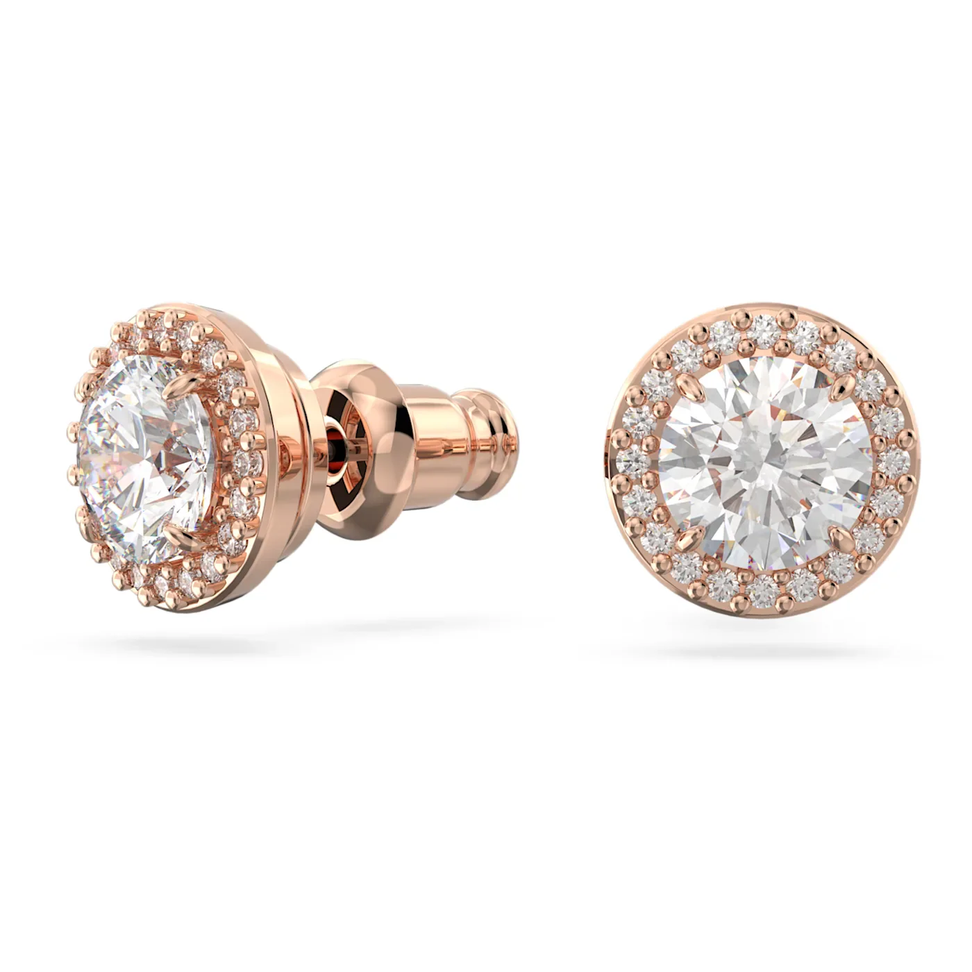 Constella stud earrings Round cut, Pavé, White, Rose gold-tone plated - Image 3