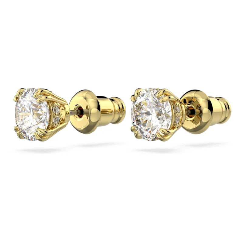 Constella stud earrings Round cut, White, Gold-tone plated - Image 3
