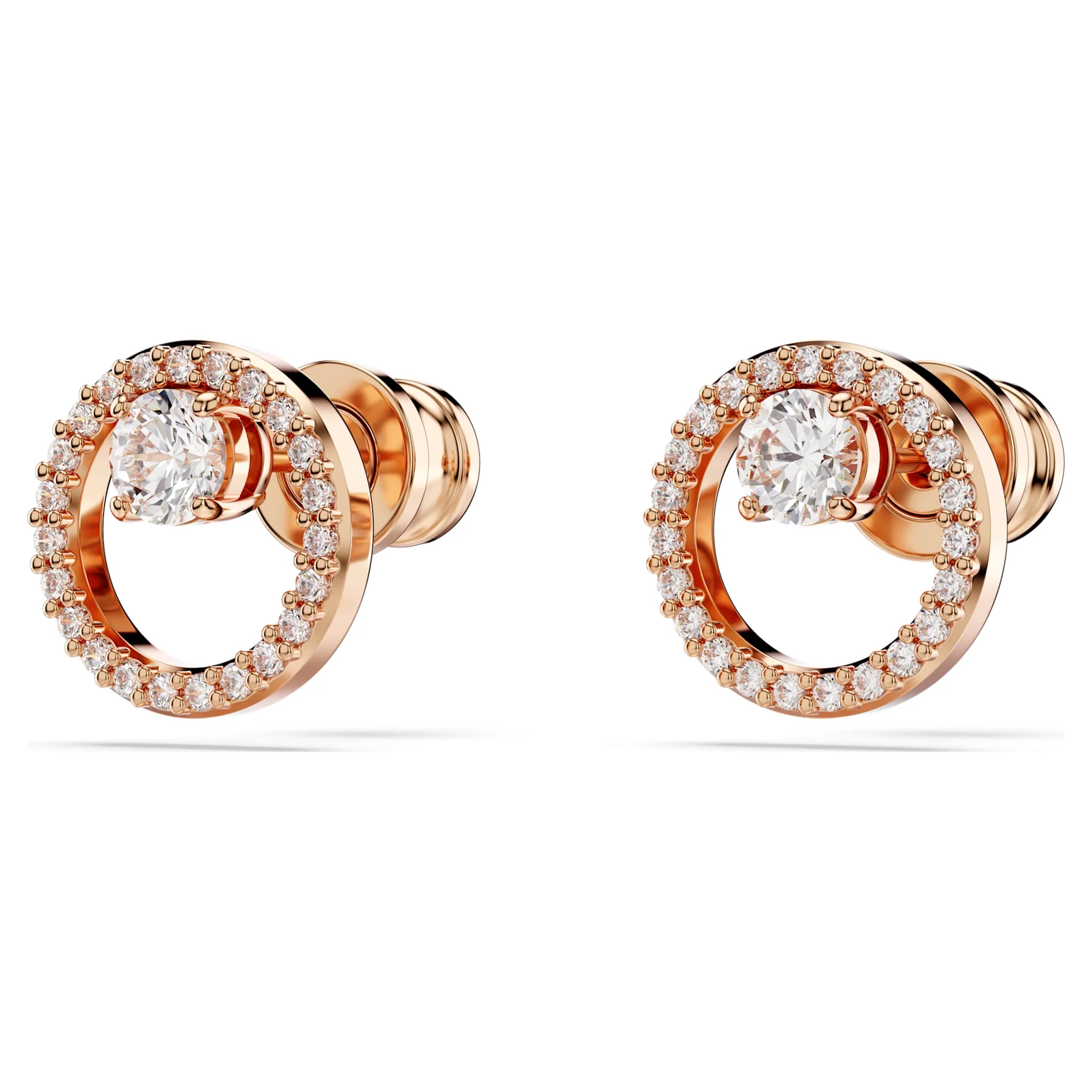 Constella stud earrings Round cut, White, Rose gold-tone plated - Image 3